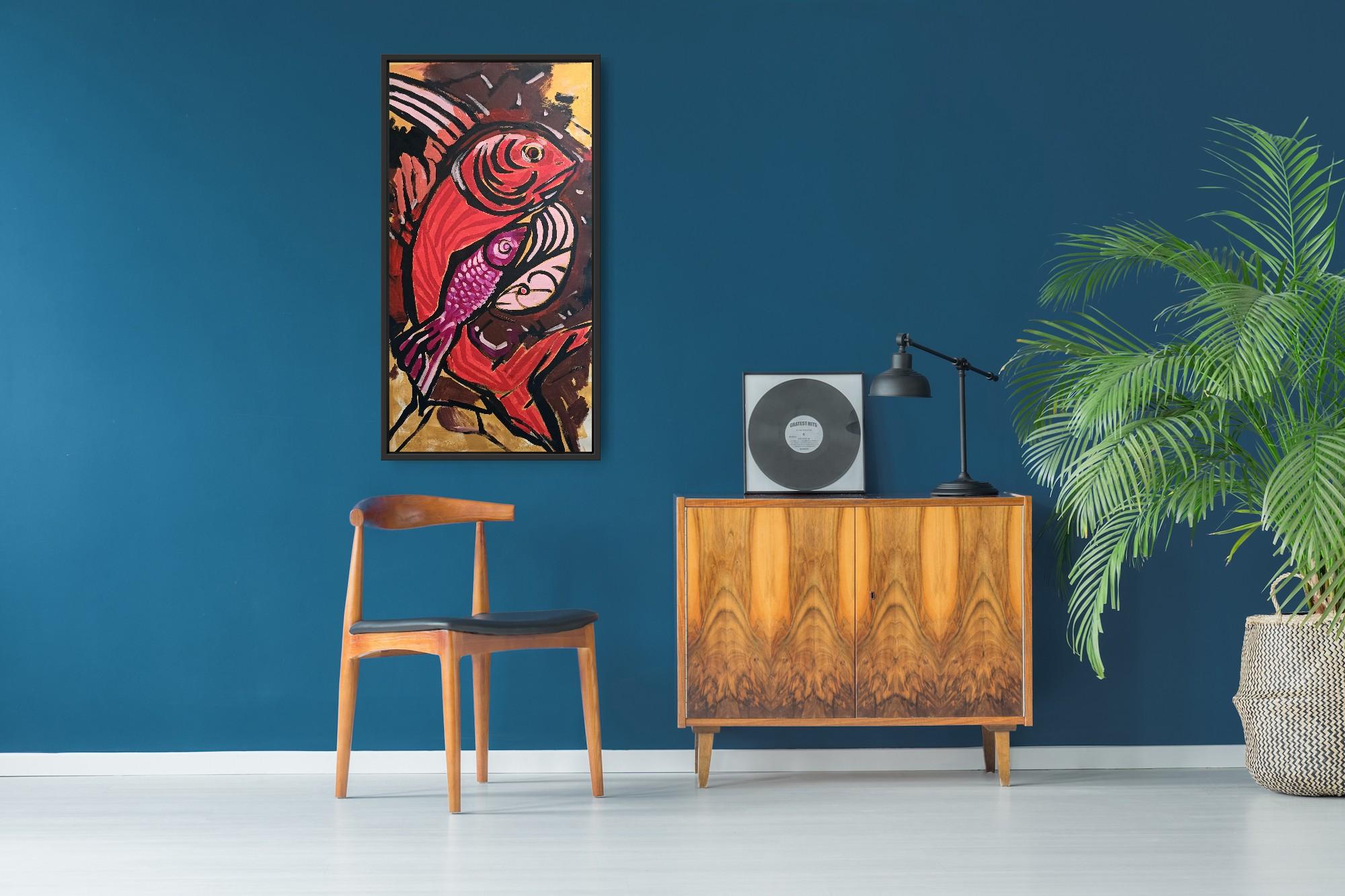 Wo haben Sie sich versteckt? (Schwarz), Animal Painting, von Irina Burda 