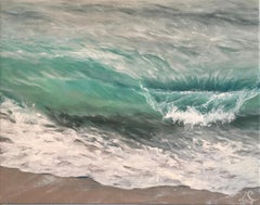 Birds Eye original seascape ocean oil painting Contemporary realism Art 21st 