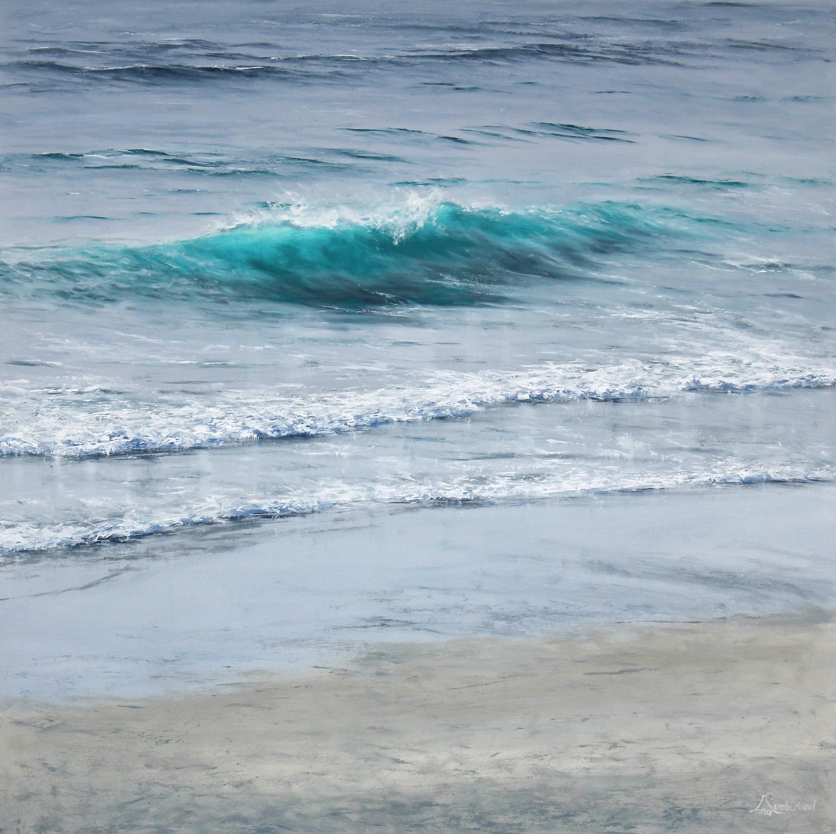 Blue Revealed III original seascape painting - Painting by Irina Cumberland
