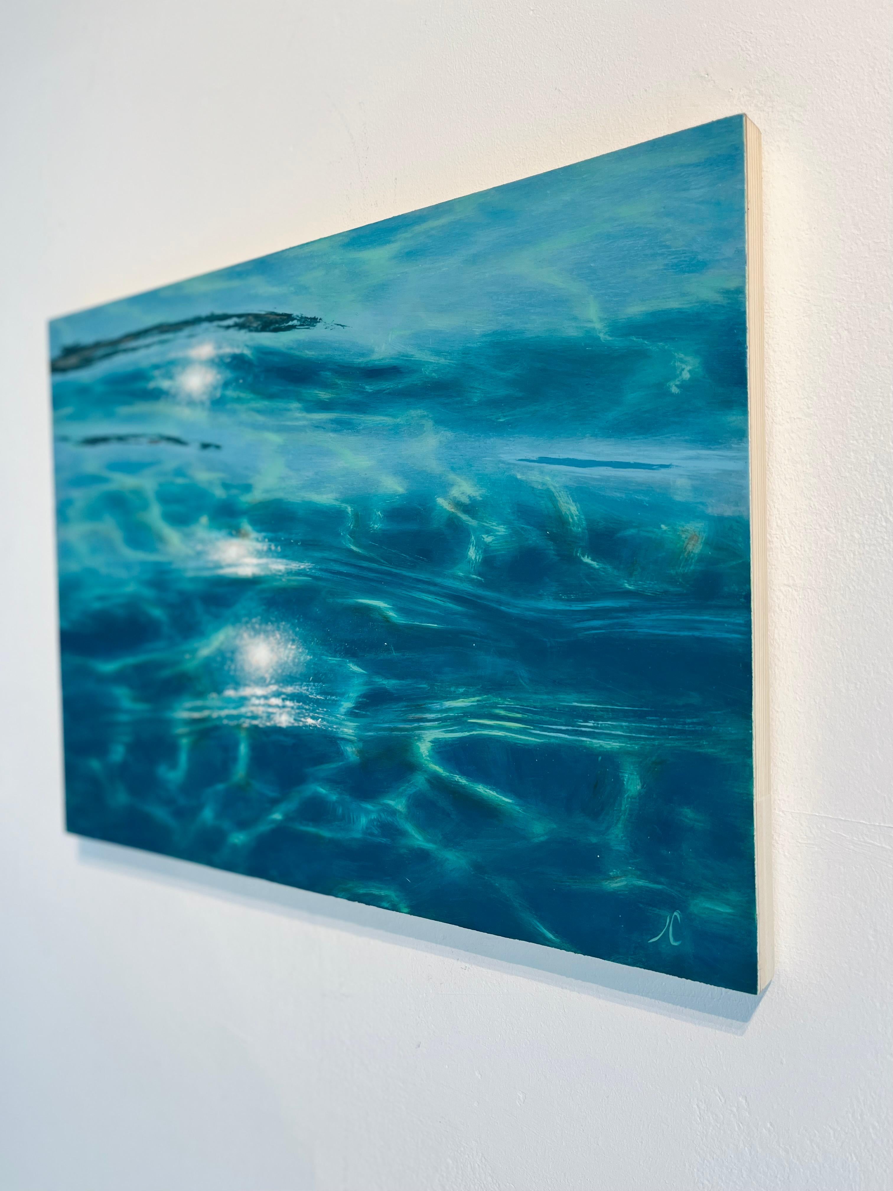 Clear Lake II-original realism water seascape oil painting-contemporary Art - Photorealist Painting by Irina Cumberland