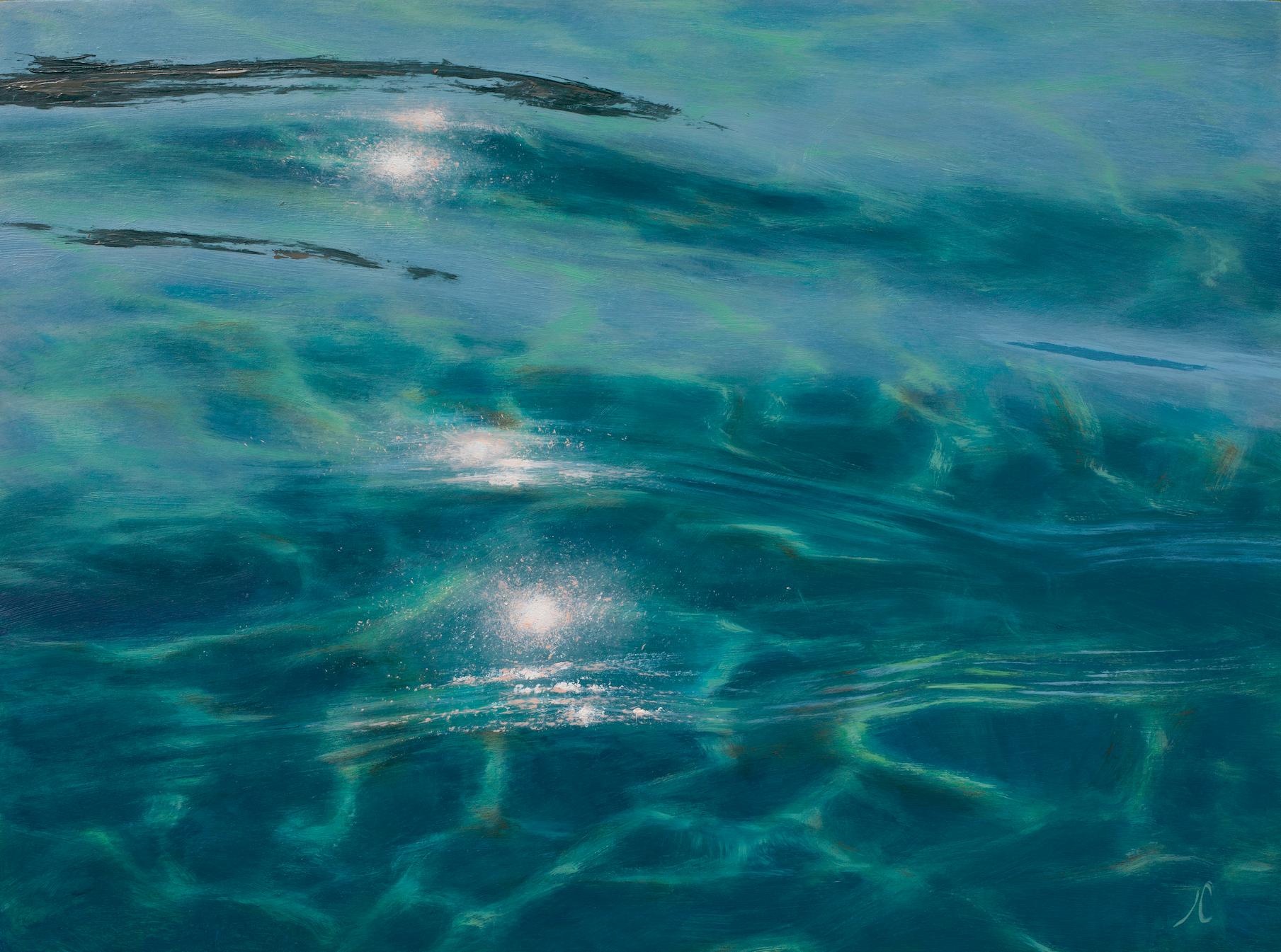 Irina Cumberland Figurative Painting - Clear Lake II-original realism water seascape oil painting-contemporary Art