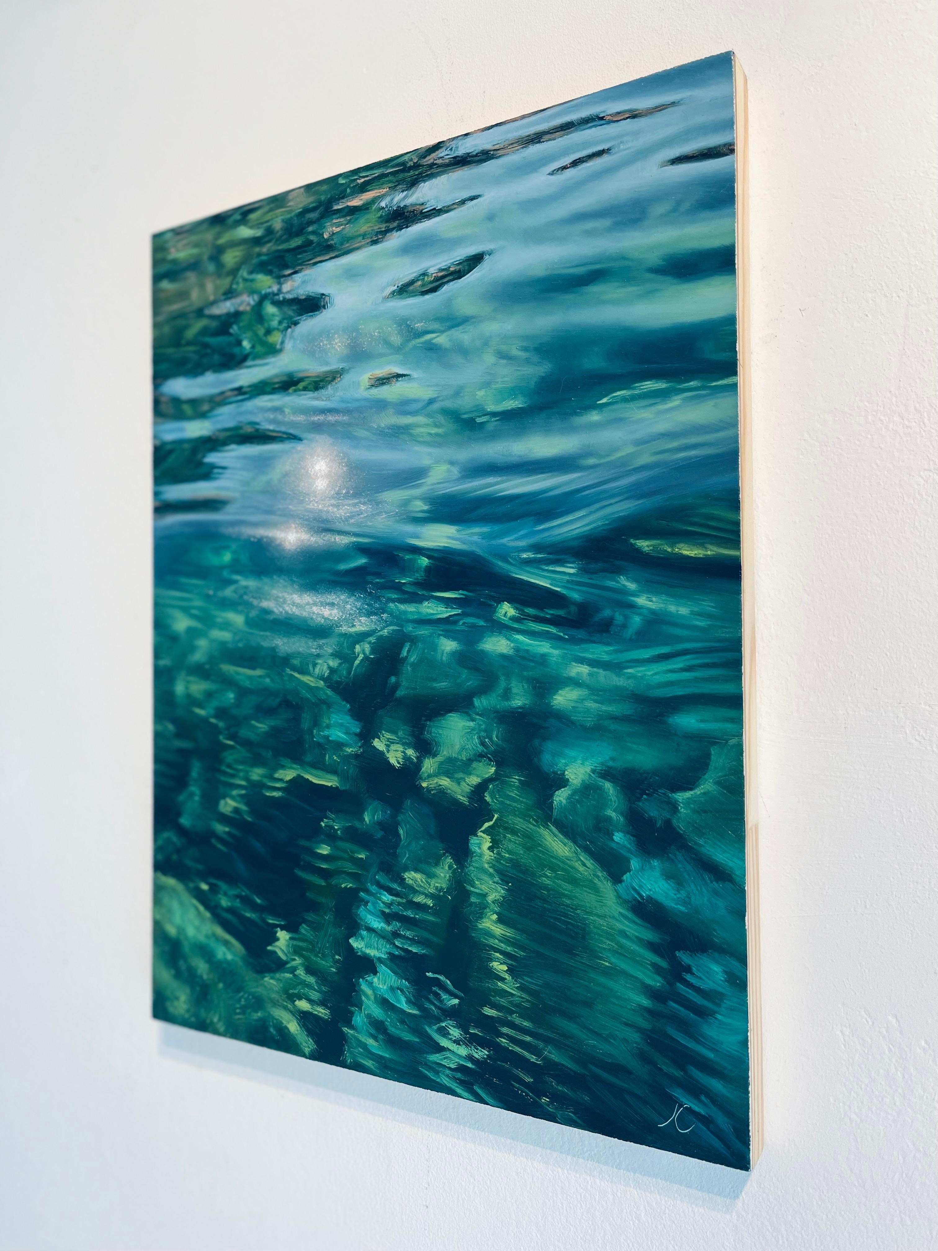 Clear Lake IV-pintura al óleo con motivos acuáticos de realismo original-ARTE contemporáneo - Painting Fotorrealista de Irina Cumberland