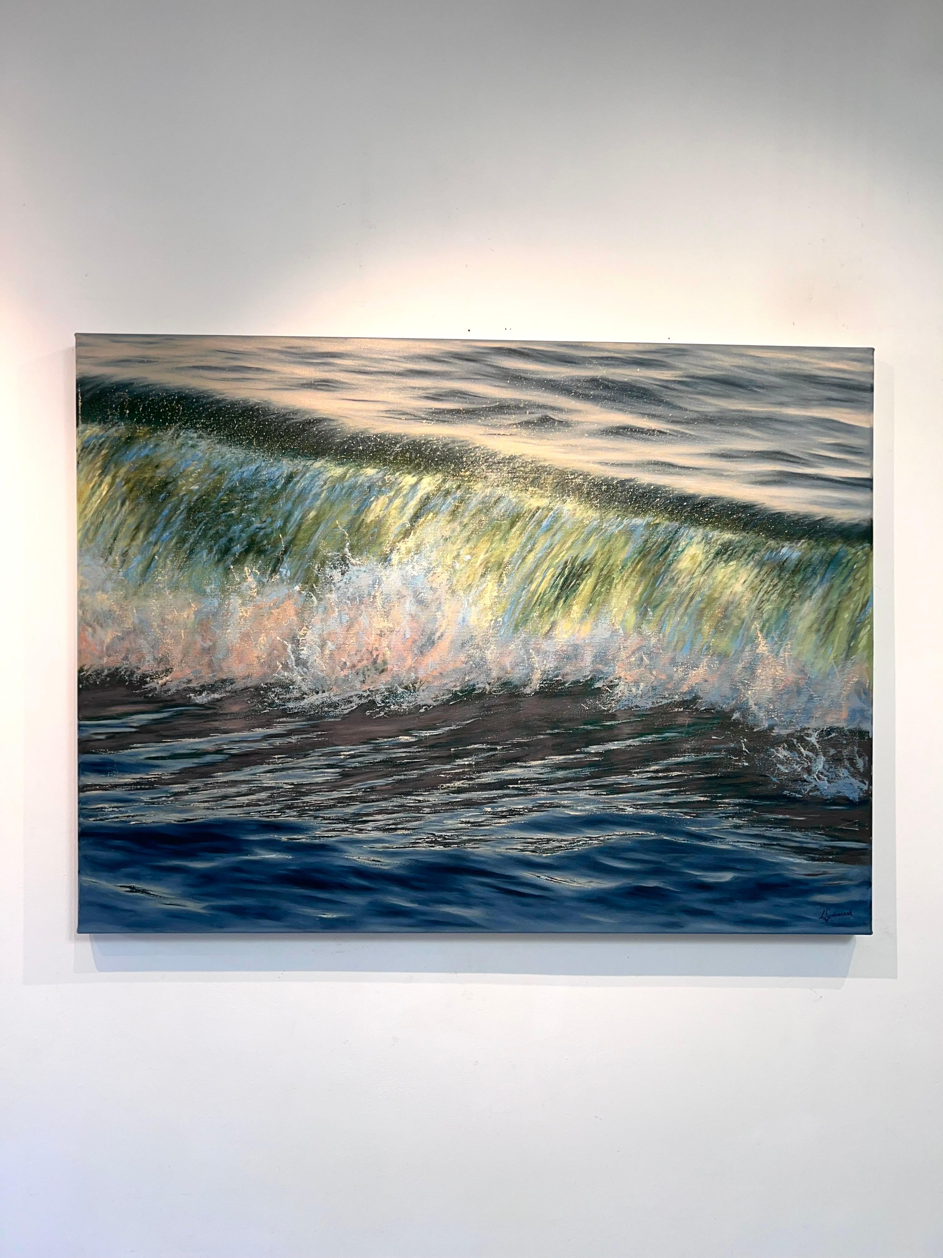 Crashing Light-contemporary Art, original realism seascape wave oil painting For Sale 2