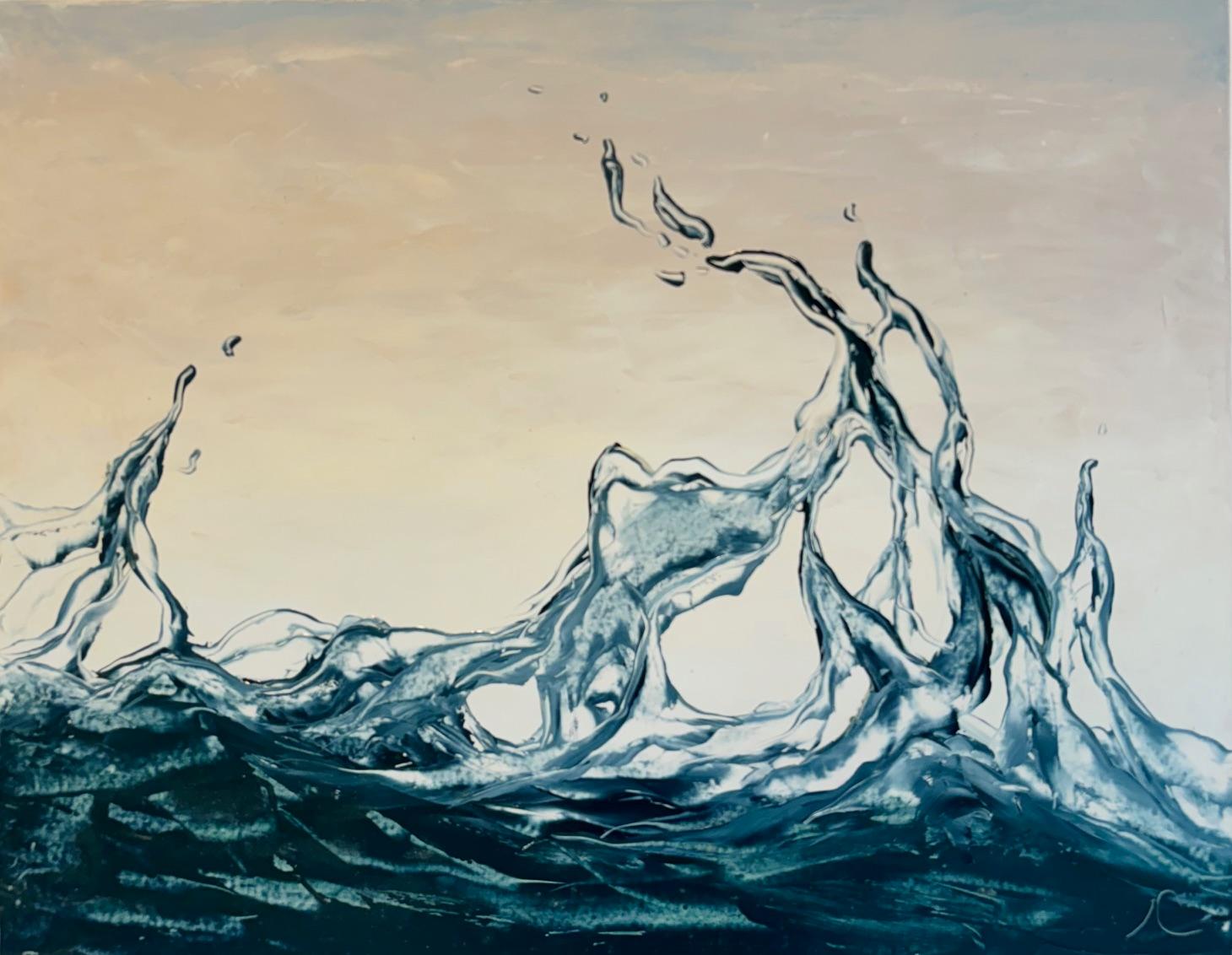 Dancing Water 14-original realism water pattern oil painting-contemporary Art - Painting by Irina Cumberland