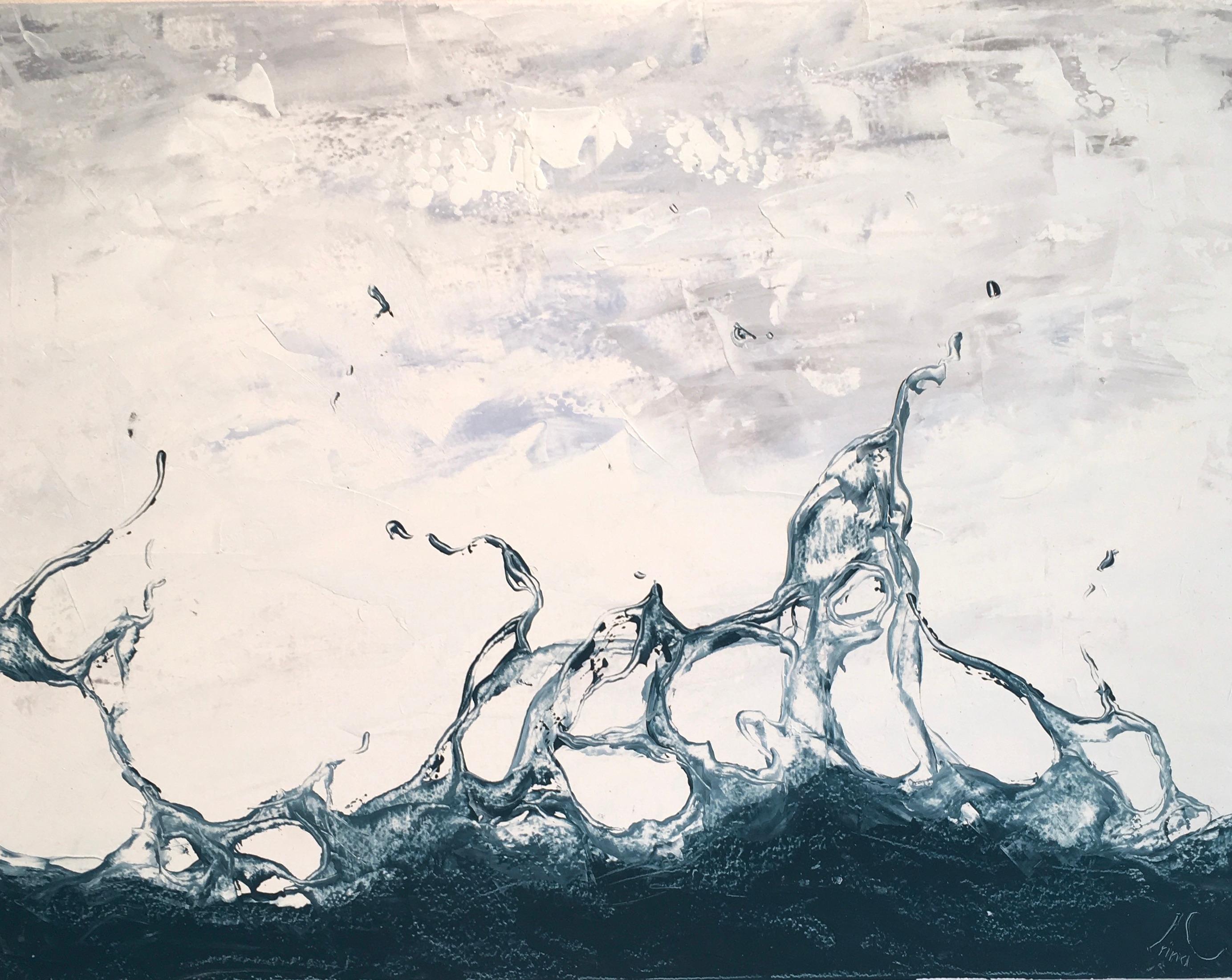 Dancing Water 42 - original seascape fractal oil painting modern study realism 