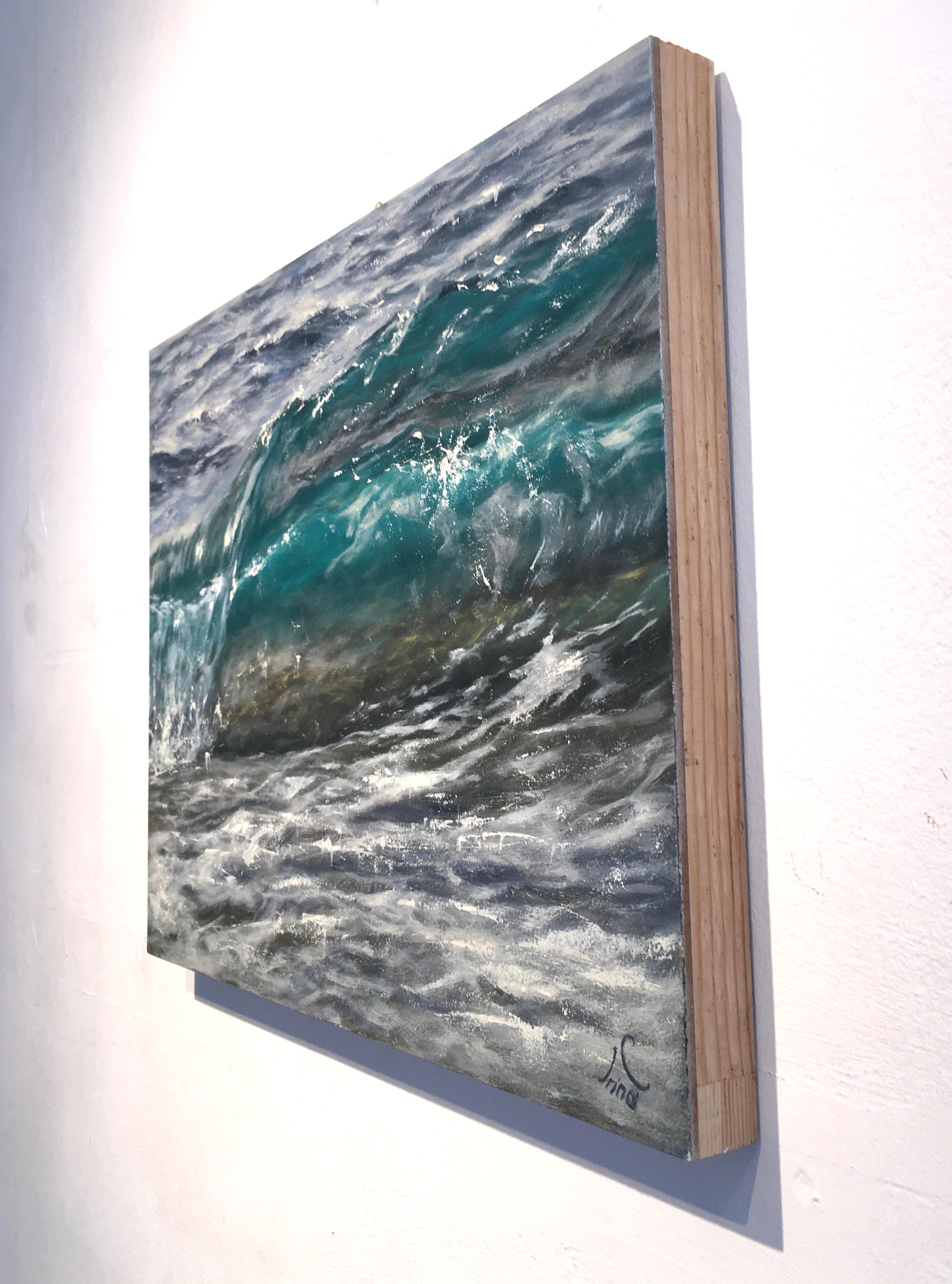 Double Wave - original seascape oil painting Contemporary modern realism Art - Realist Painting by Irina Cumberland