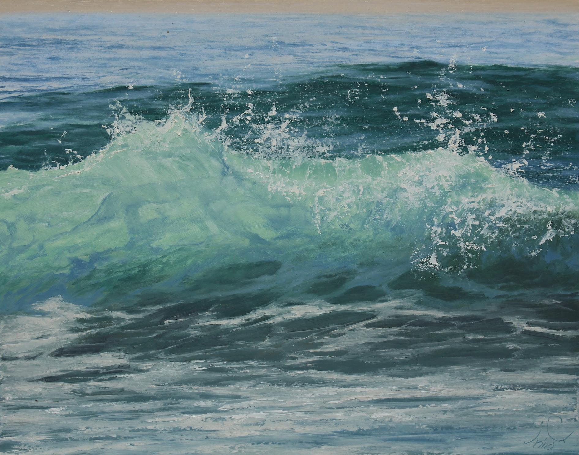 Light Within original seascape painting Contemporary realism Art 21st  - Painting by Irina Cumberland