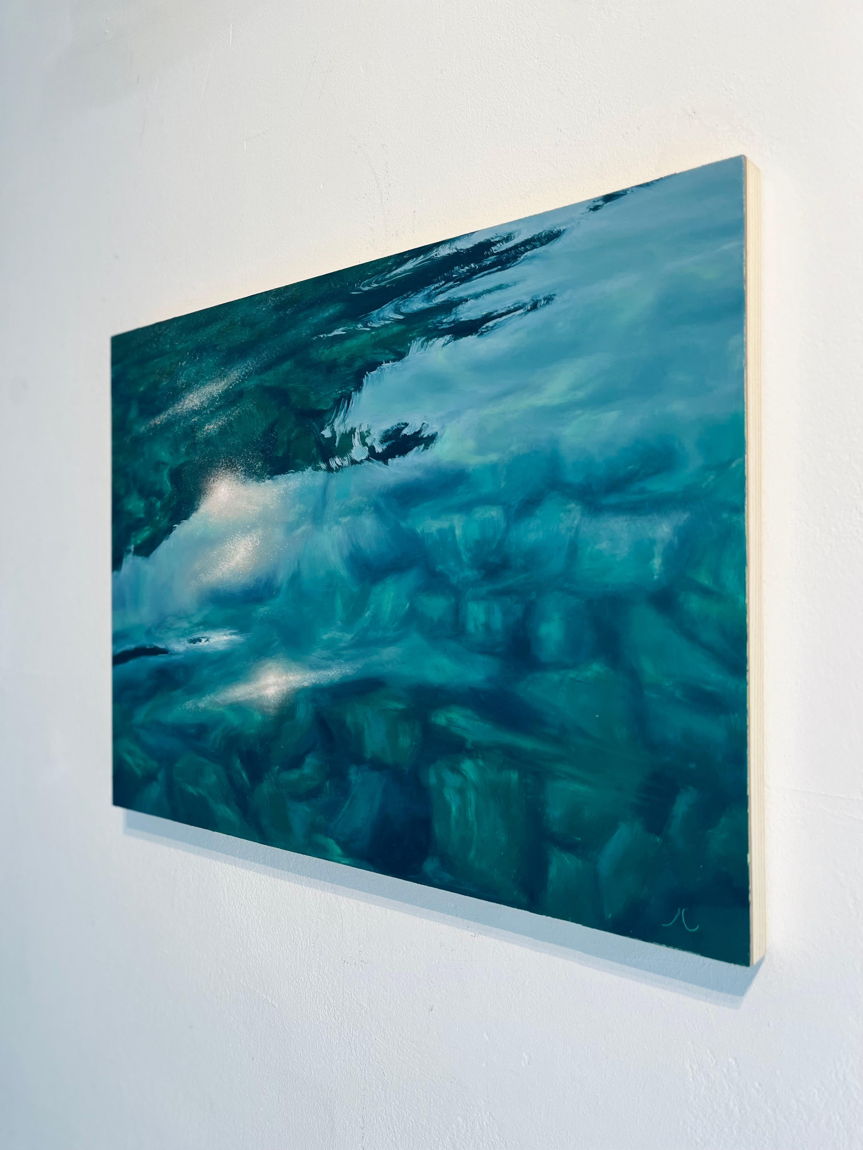 Meditazione sull'acqua I - pittura ad olio originale del realismo moderno - Arte contemporanea - Painting Fotorealista di Irina Cumberland