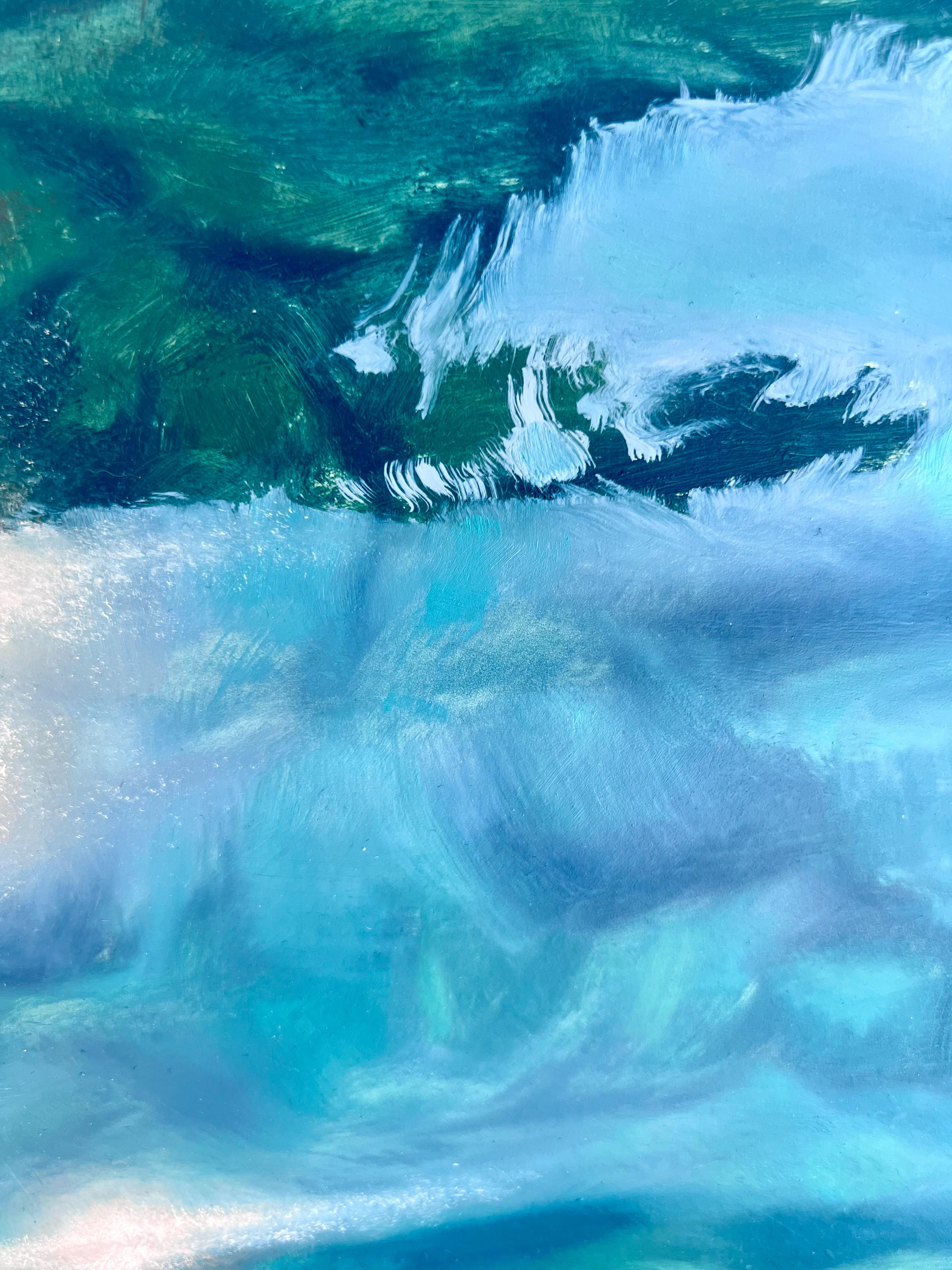 Meditation on Water I -original modern realism water painting-contemporary Art - Brown Landscape Painting by Irina Cumberland
