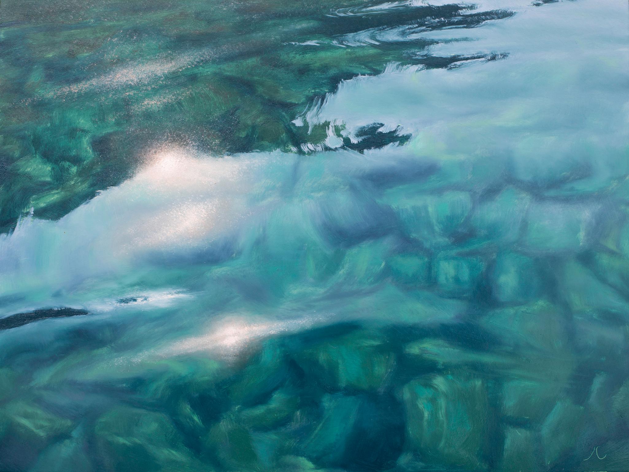 Irina Cumberland Landscape Painting - Meditation on Water I-original realism water pattern painting-contemporary Art