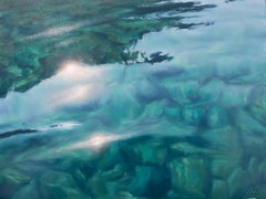 Méditation sur l'eau I+I - peinture originale réaliste sur l'eau - Art contemporain