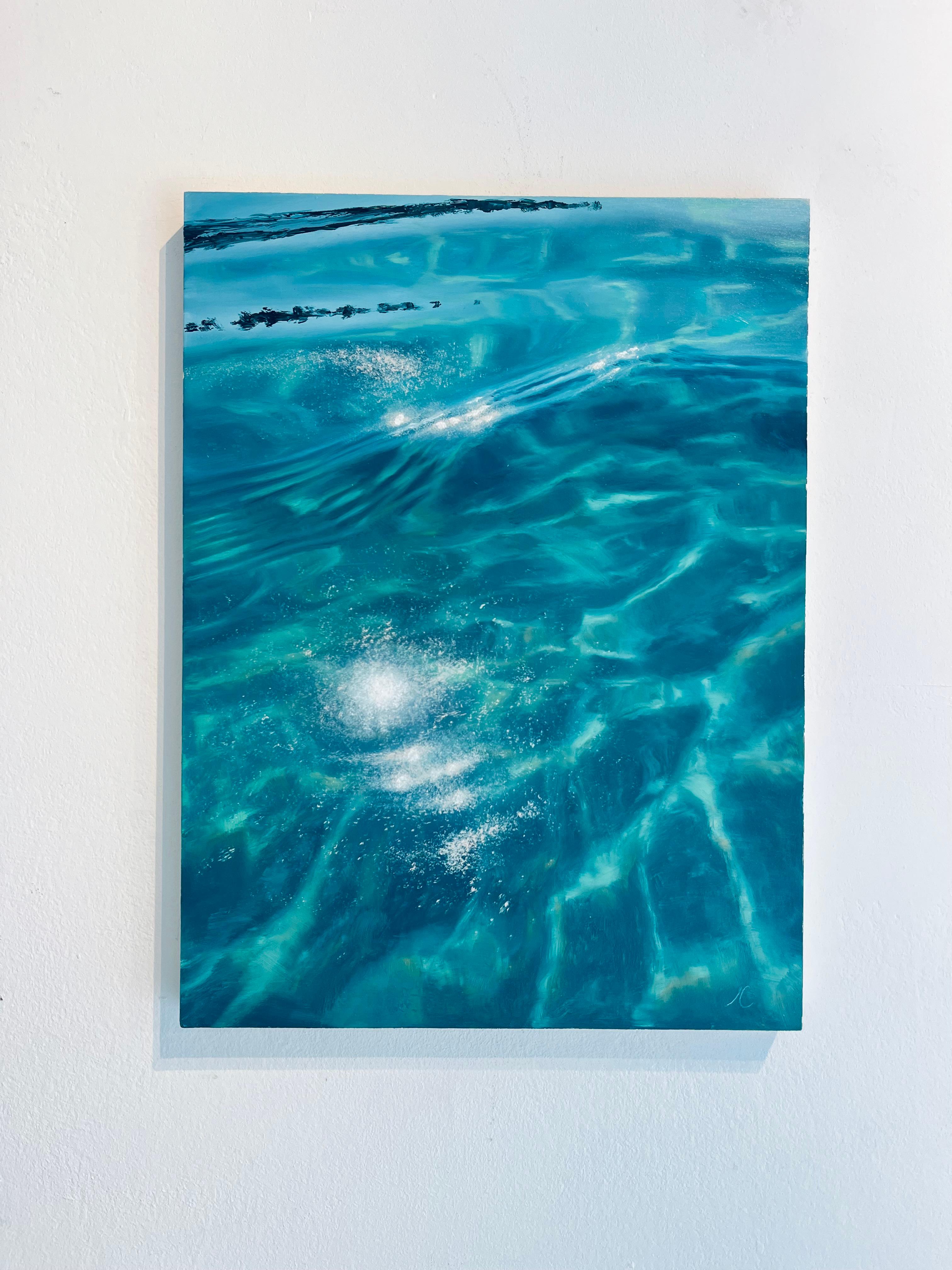 Meditation on Water III-original realism water pattern painting-contemporary Art - Painting by Irina Cumberland