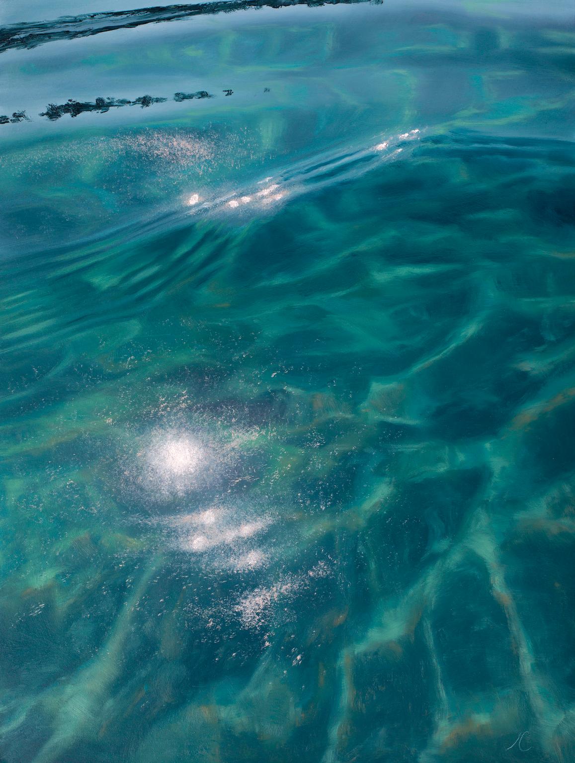 Irina Cumberland Landscape Painting - Meditation on Water III-original realism water pattern painting-contemporary Art