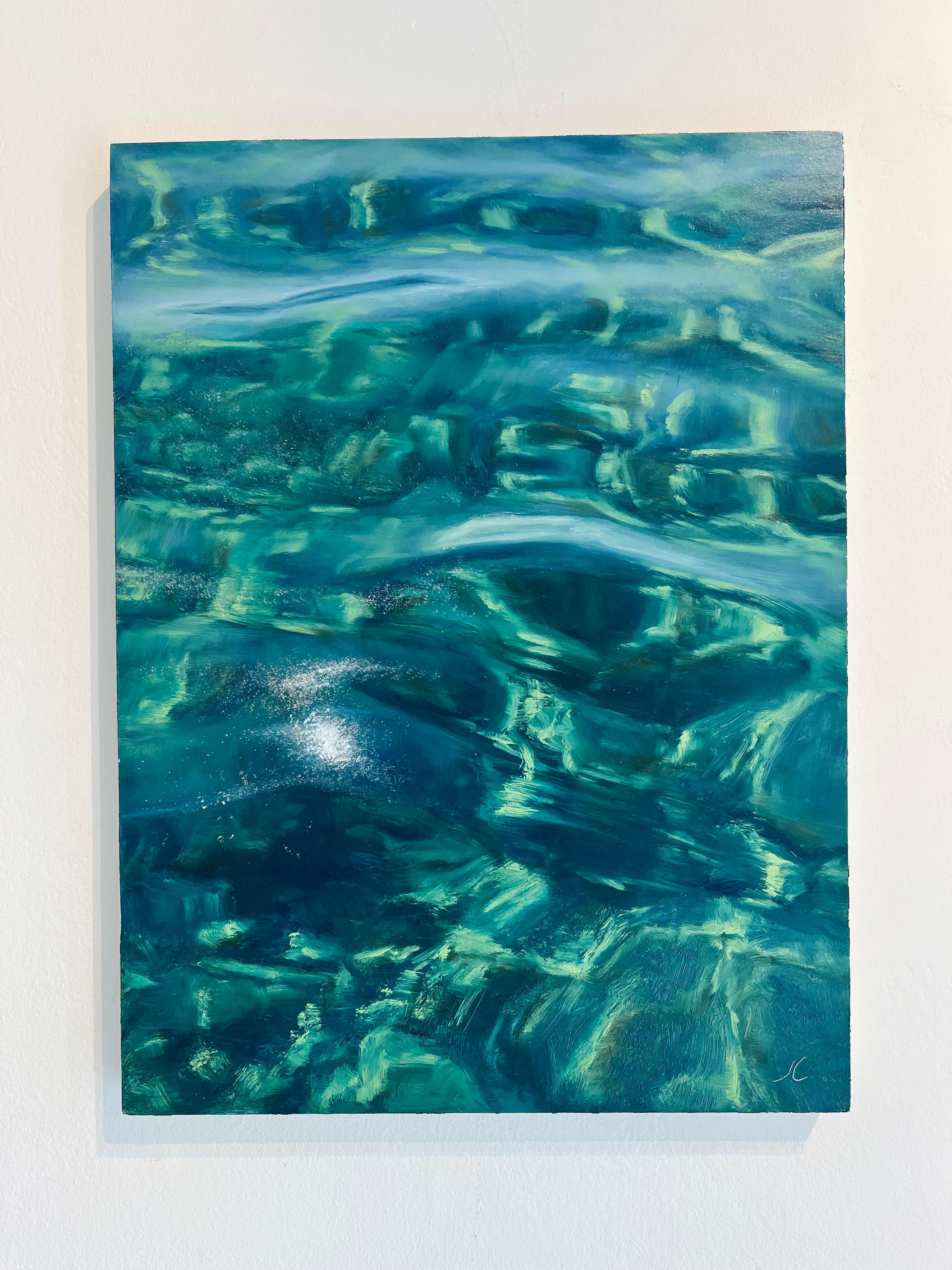Irina Cumberland Landscape Painting - Meditation on Water IIII - ocean pattern original oil painting seascape reaslism