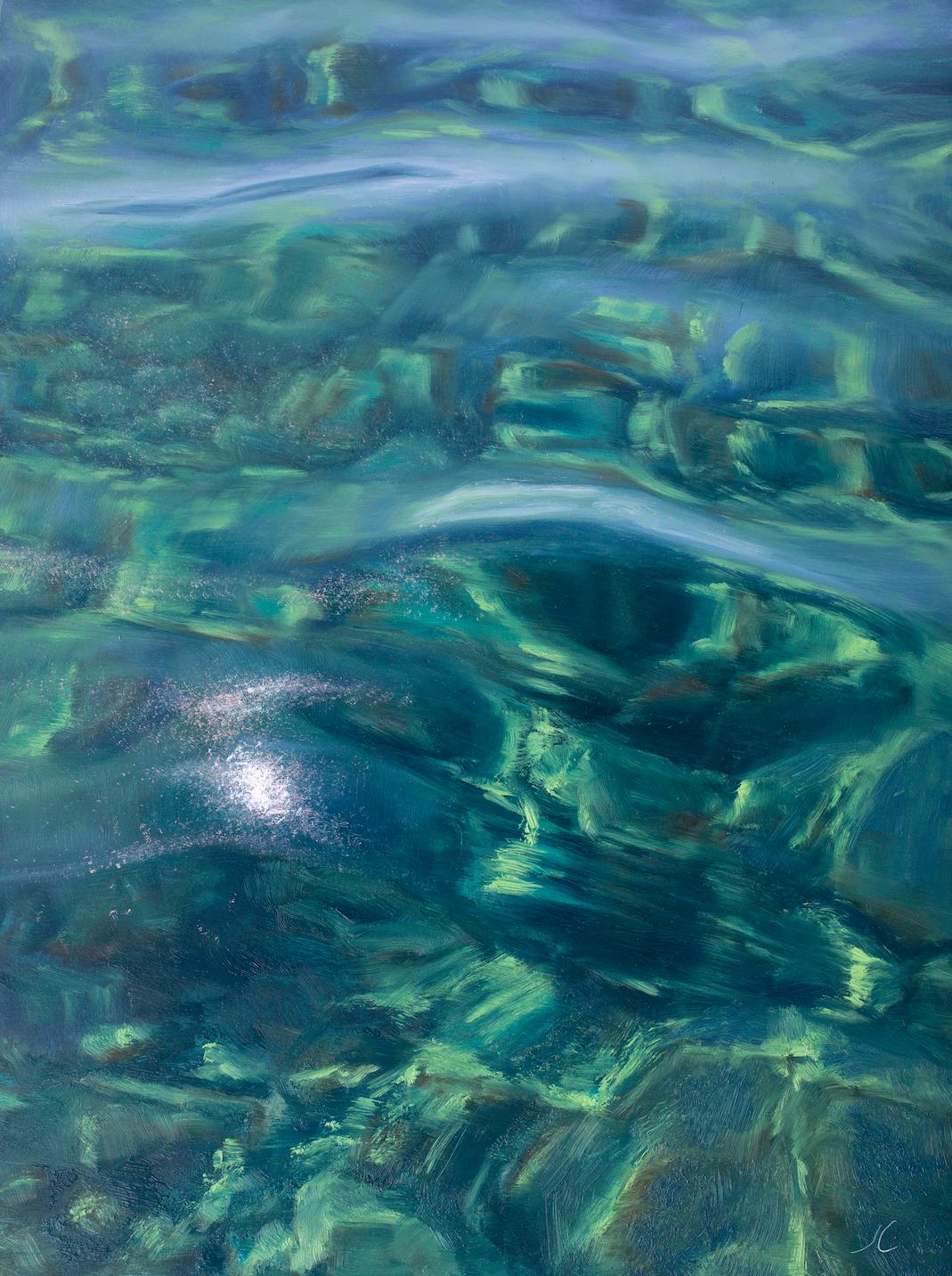 Meditation on Water IIII - ocean pattern original oil painting seascape reaslism - Painting by Irina Cumberland