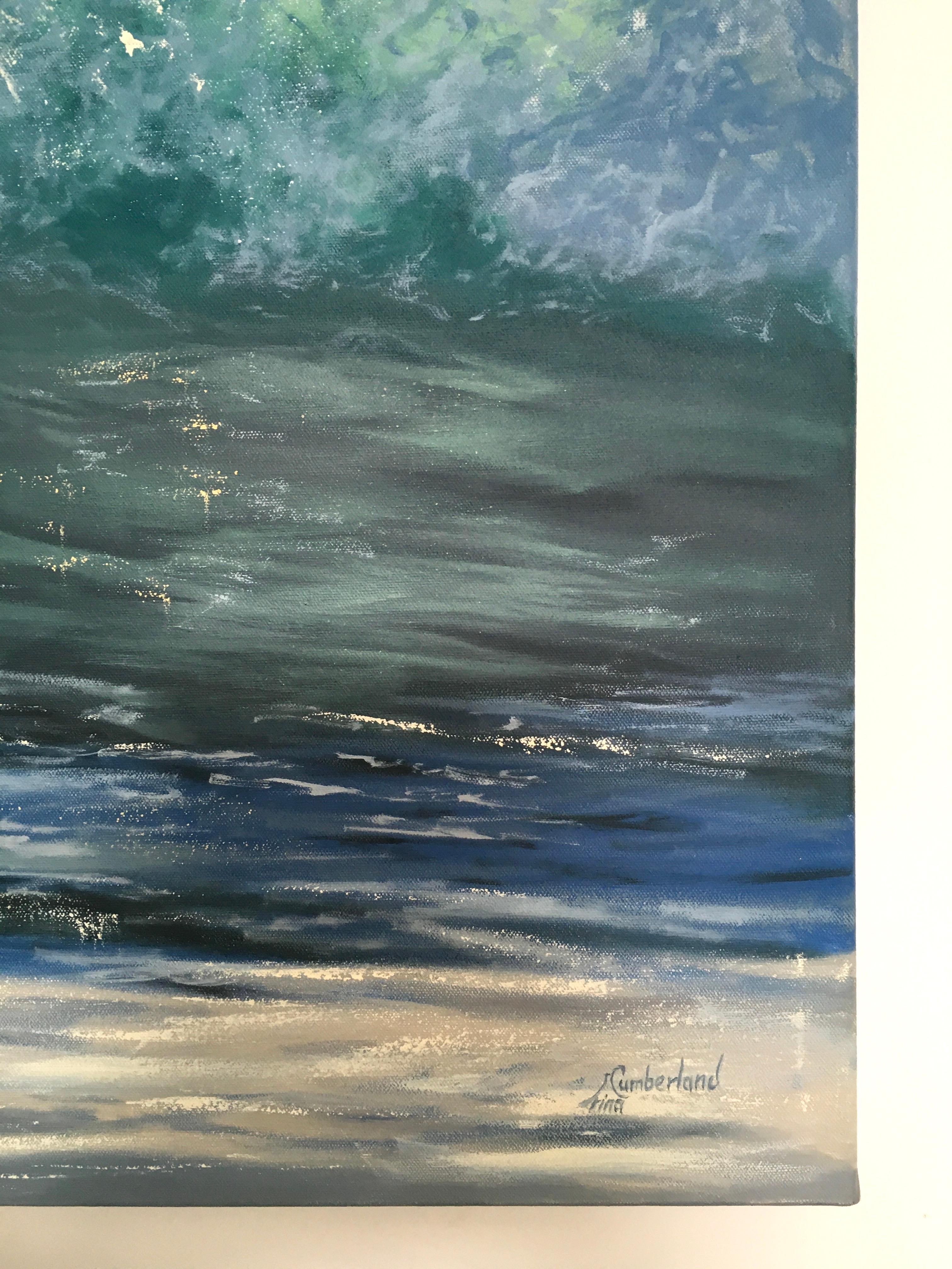 Sunrise - contemporary Artwork original realism seascape ocean wave oil painting - Painting by Irina Cumberland