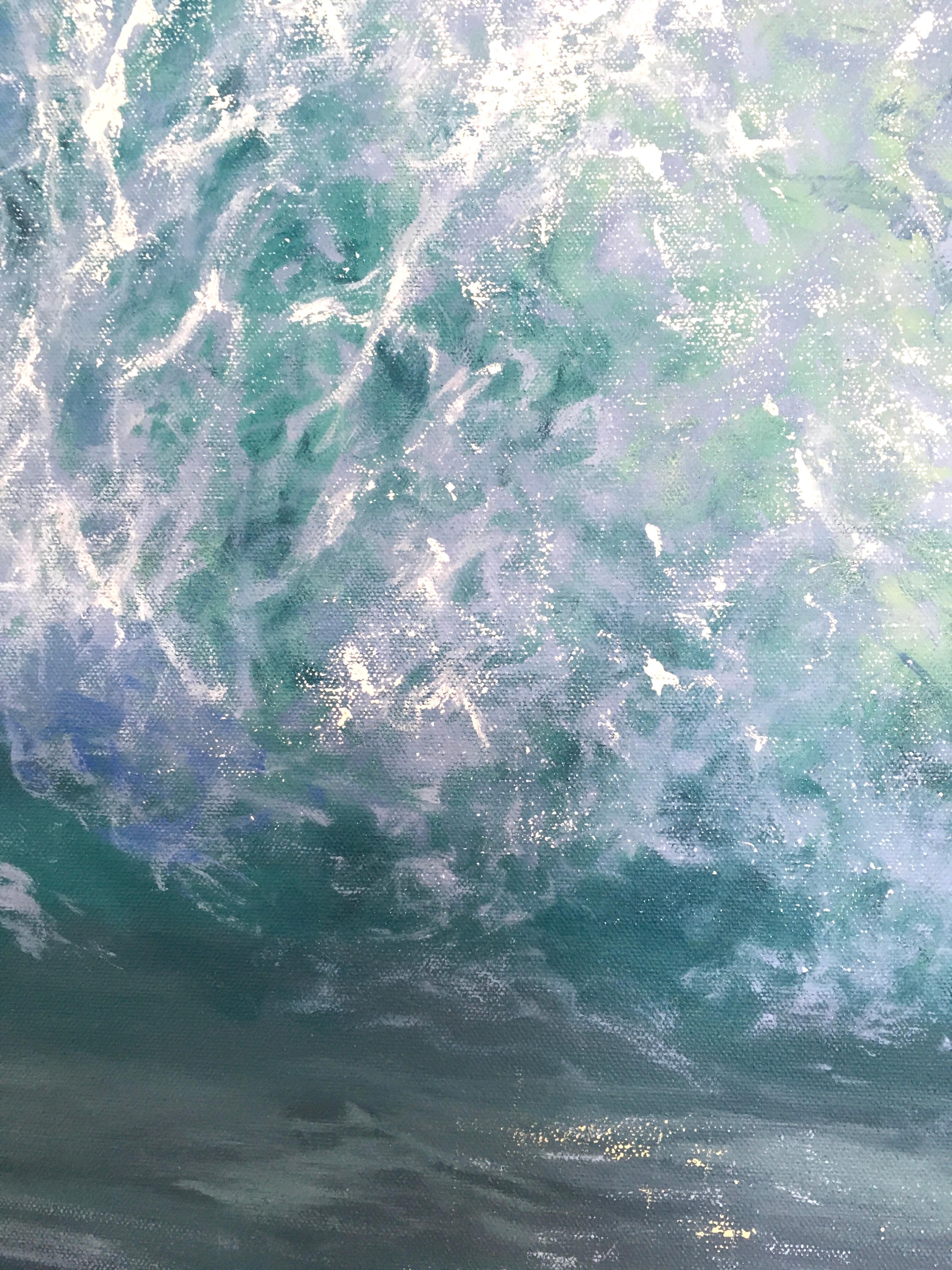 Sunrise - contemporary Artwork original realism seascape ocean wave oil painting - Realist Painting by Irina Cumberland