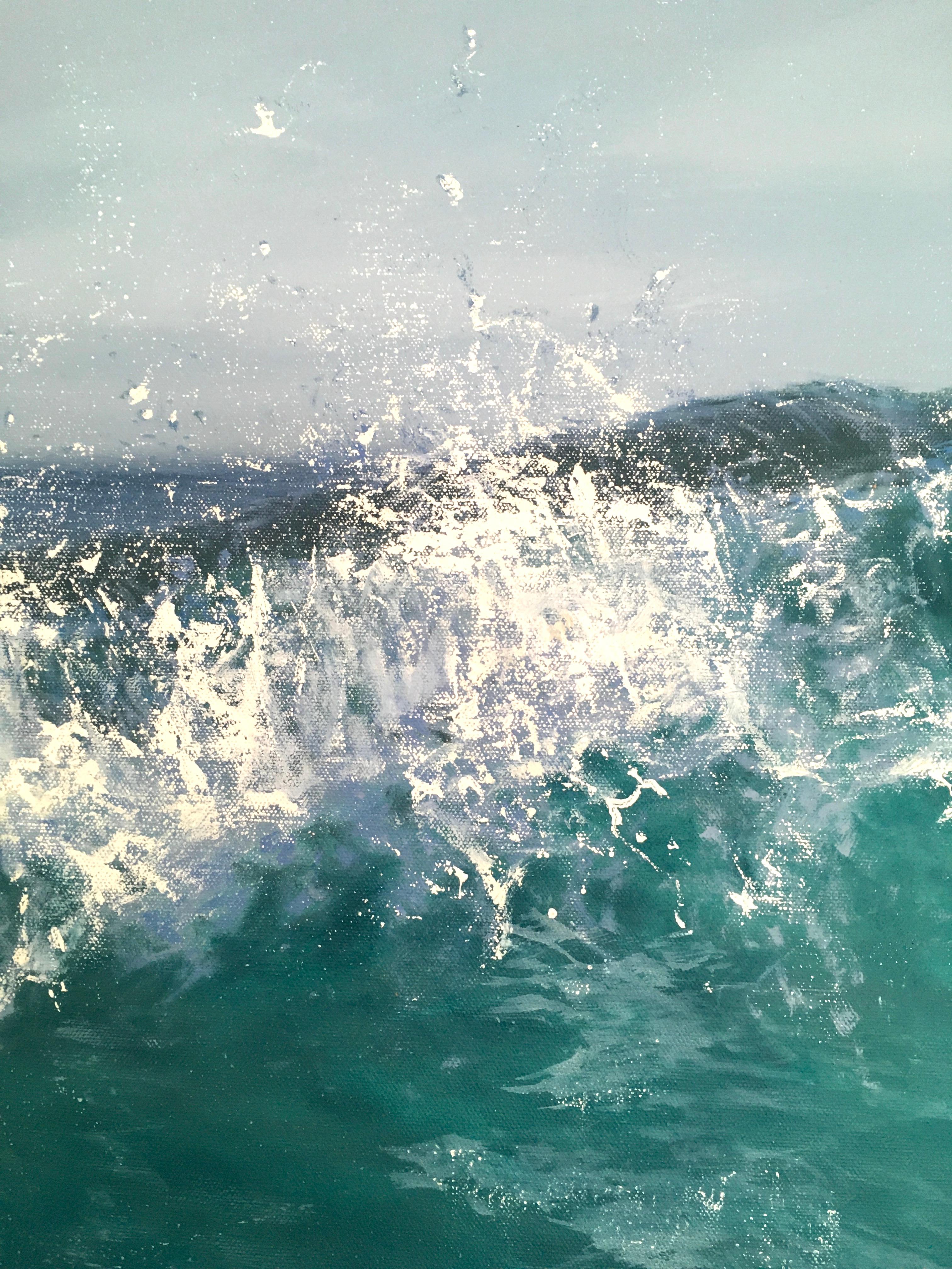 Sonnenaufgang - zeitgenössische Kunstwerk original Realismus Seelandschaft Ozean Welle Ölgemälde im Angebot 1