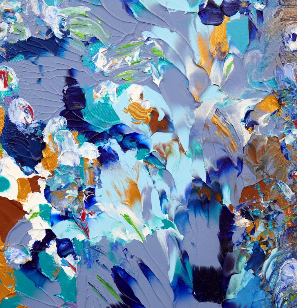 The Earth is Love (Blau), Abstract Painting, von Irina Danilova