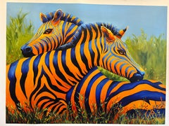 Contemporary artwork Zebras. Quiet Love, Zebras on canvas .