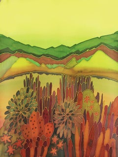 South California Cactus Sanctuary Landscape Original Silk Painting
