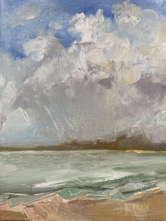 "Una tempesta che non è mai arrivata", paesaggio marino, neutro, orizzontale, piccolo, impressionista