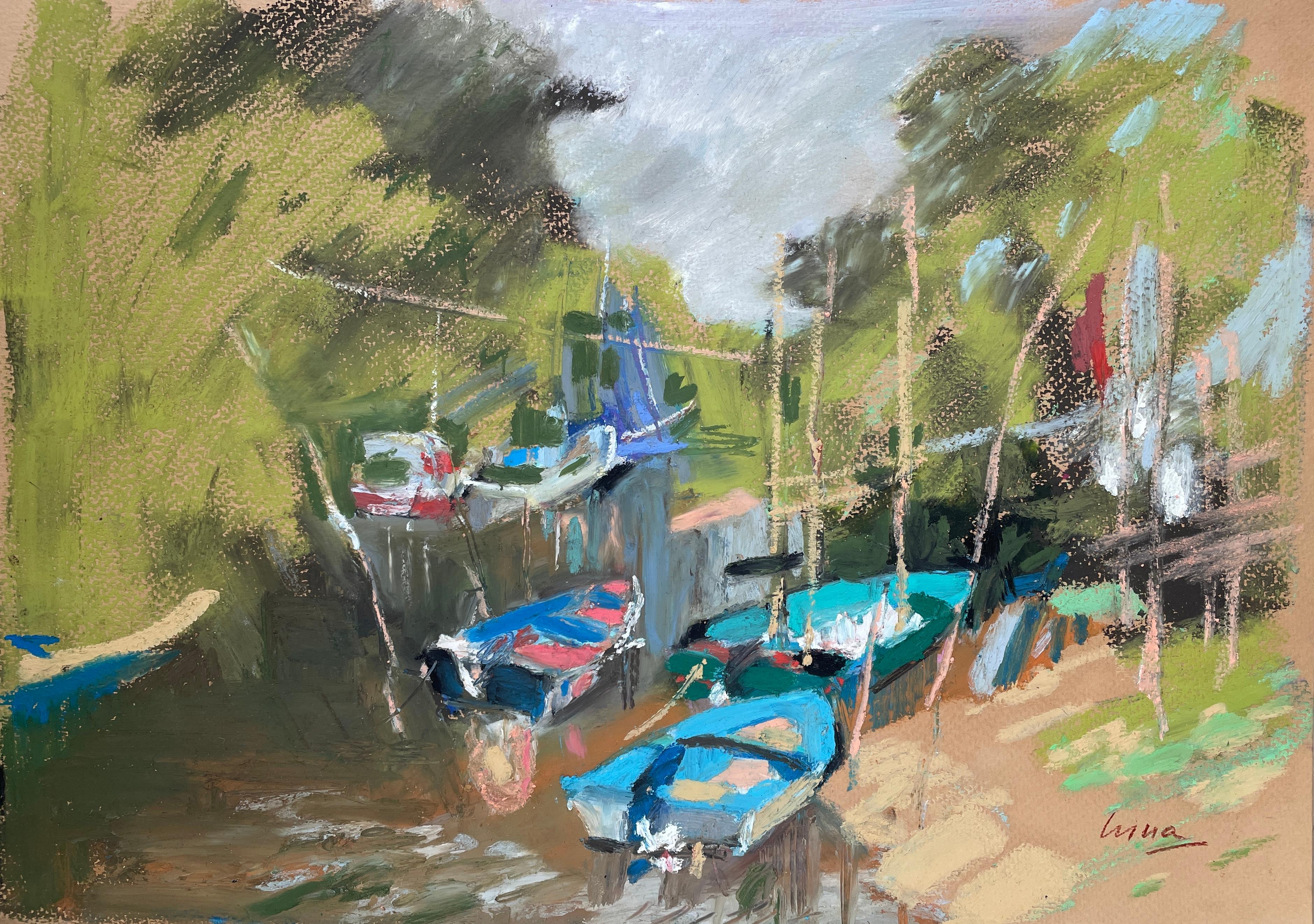 "Studio di una barca II, Koh Samui, Tailandia", barche, natura, orizzontale, impressionismo