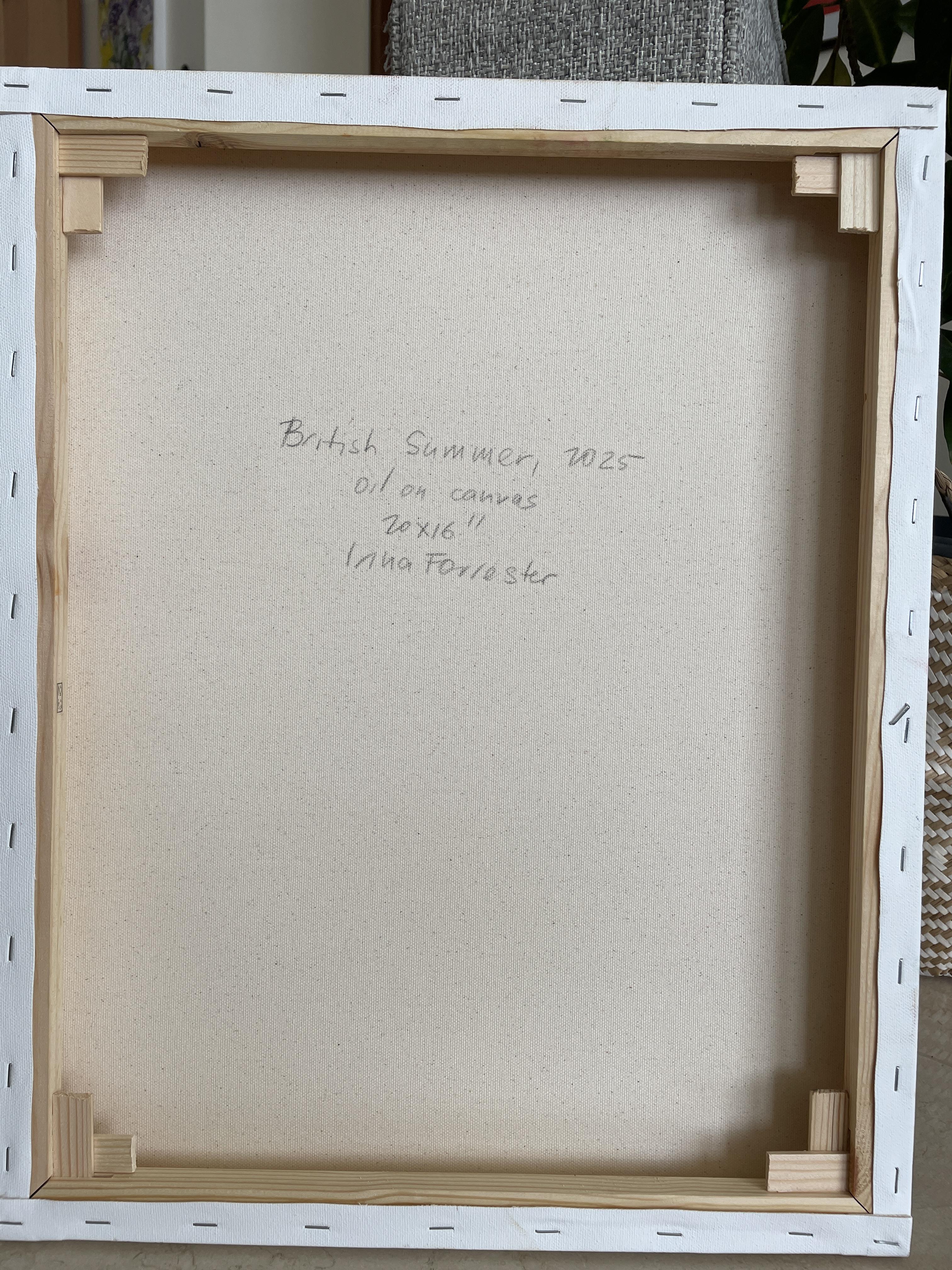 „British Summer“, 2025, Stillleben, vertikal, lebendig, Blumen, Früchte, modern im Angebot 5