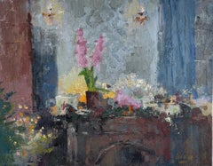 "Interior navideño", horizontal, Navidad, interior, temperamental, empaste