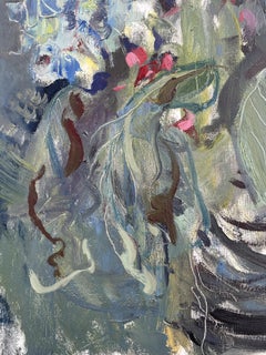 Expression (Blue Hortensia), flowers, blue, expressive, vertical, hortensia