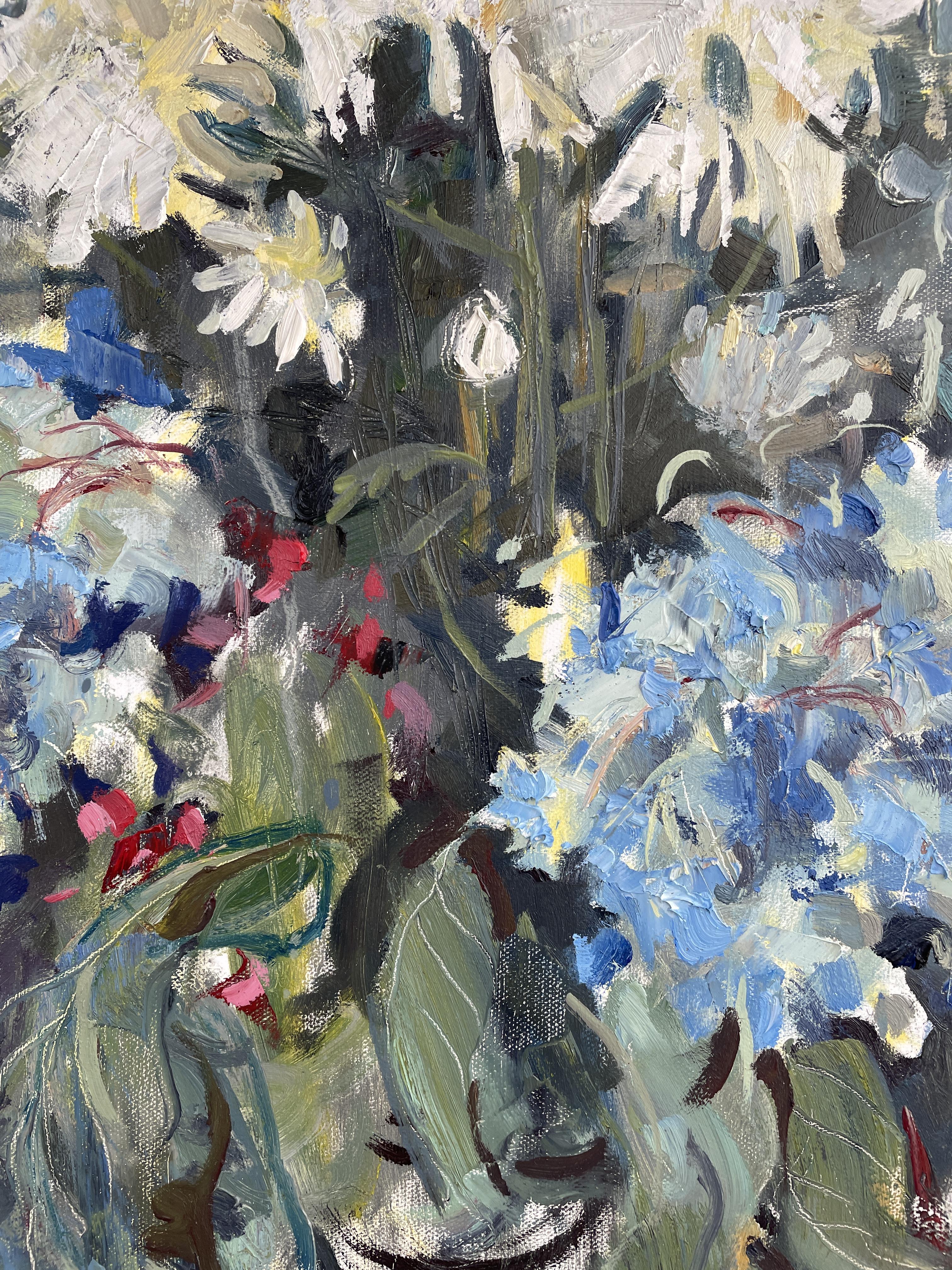 Expression bleue, fleurs, bleue, expressive, verticale, hortensia en vente 1