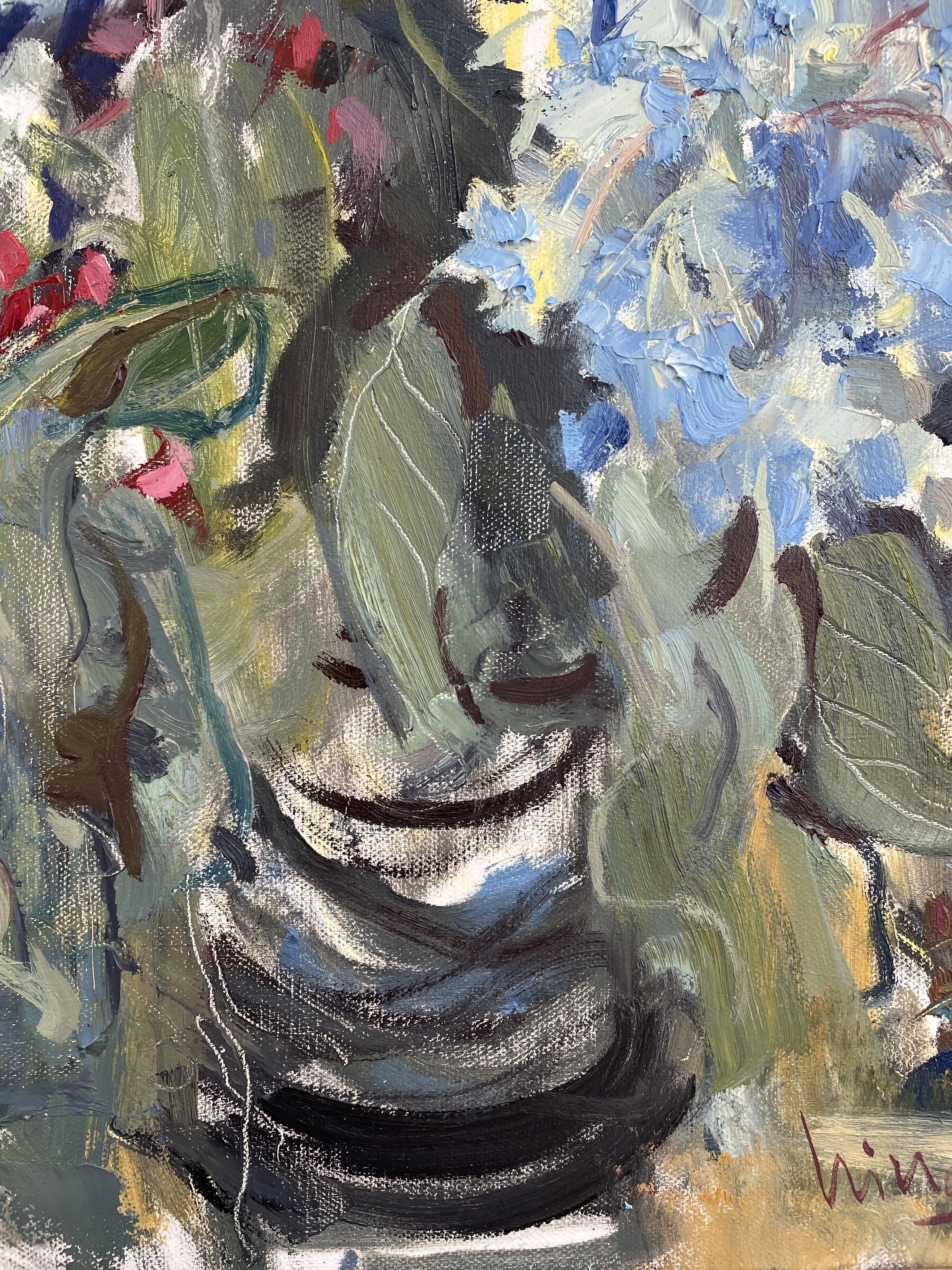 Expression bleue, fleurs, bleue, expressive, verticale, hortensia en vente 2