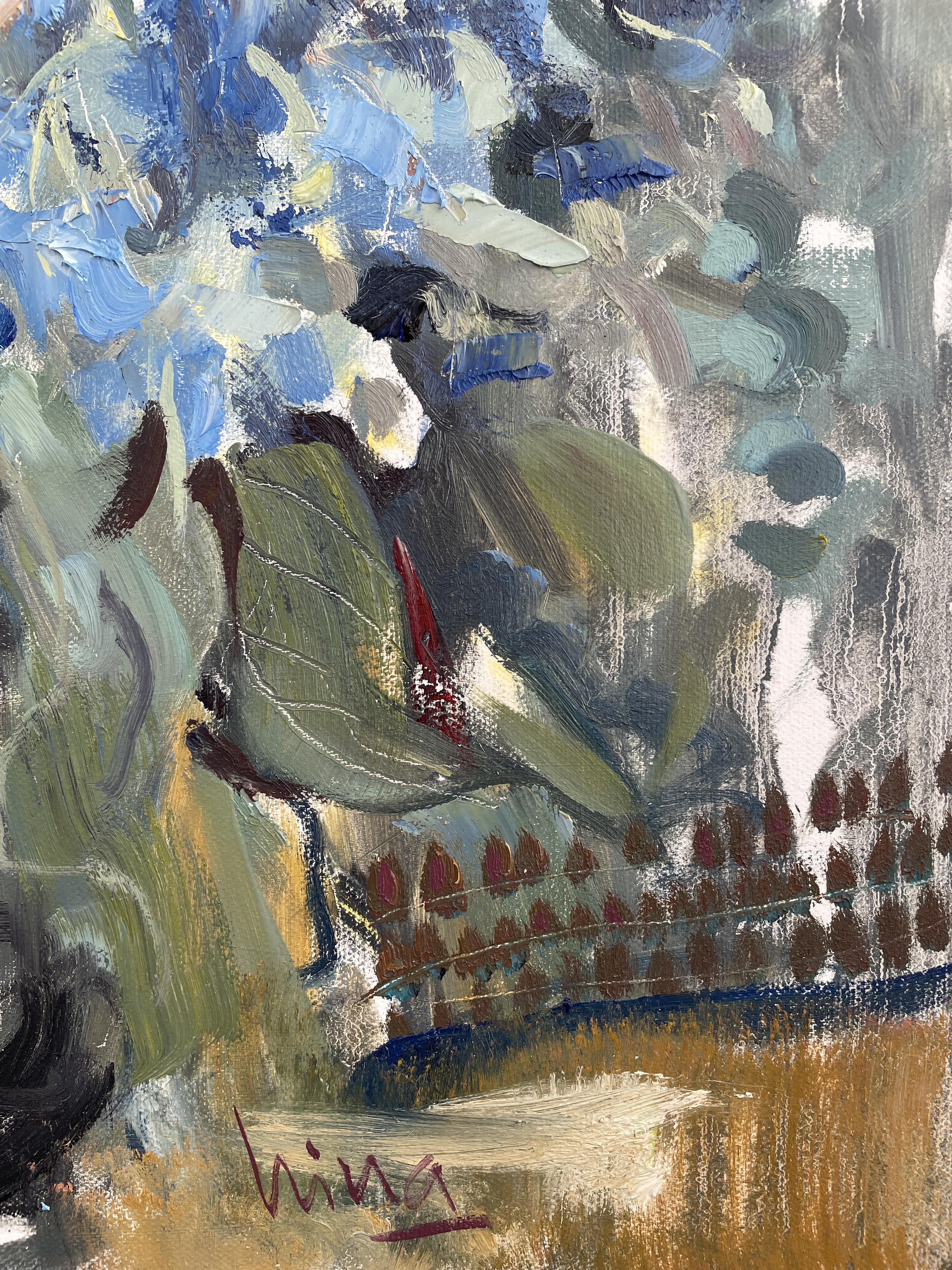 Expression bleue, fleurs, bleue, expressive, verticale, hortensia en vente 3