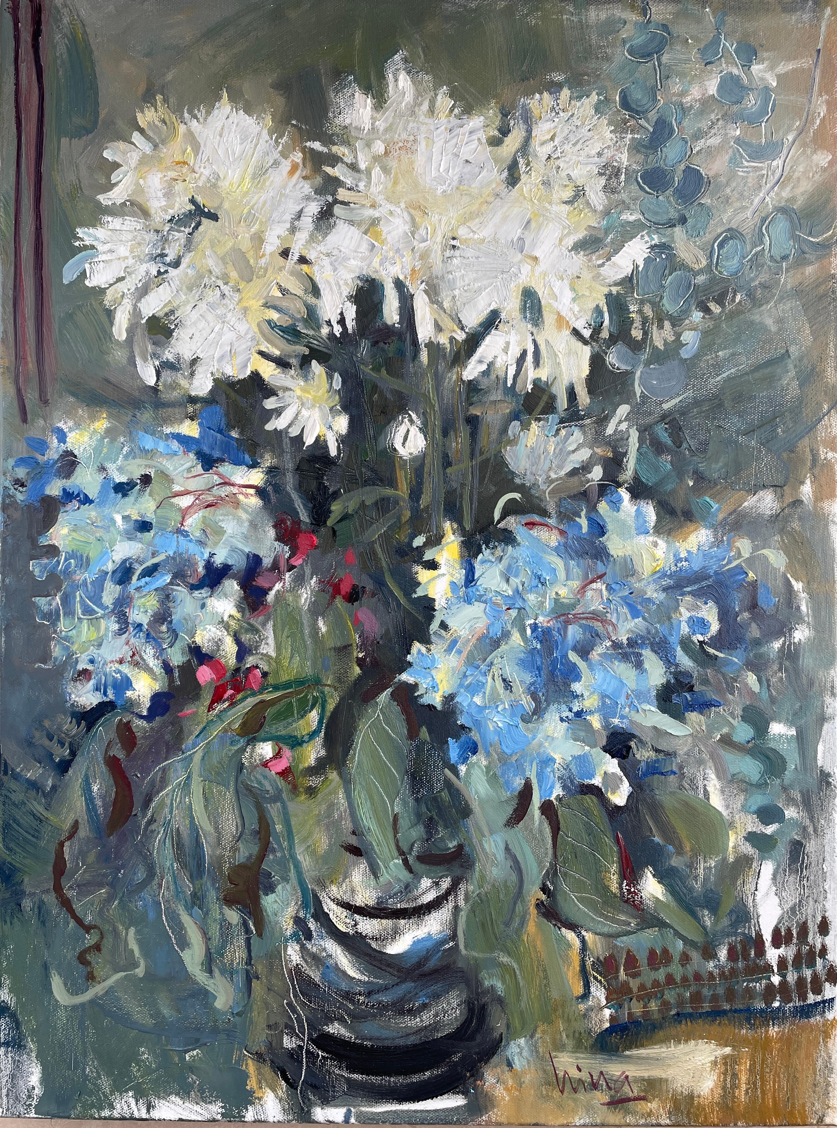 Expresión (Hortensia azul), flores, azul, expresivo, vertical, hortensia