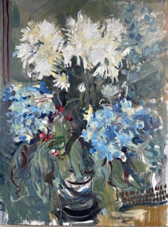 Expression (Blue Hortensia), flowers, blue, expressive, vertical, hortensia