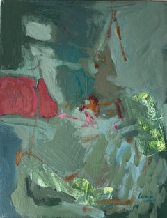 "Fragments of Us", vertical, abstract, green, red