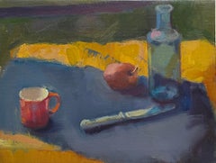 Interior with a Bottle, small, still life, bold, modern, horizontal, oil