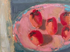 "Kakis", zeitgenössisch, halb abstrakt, pastos, kühn, modernes Stillleben