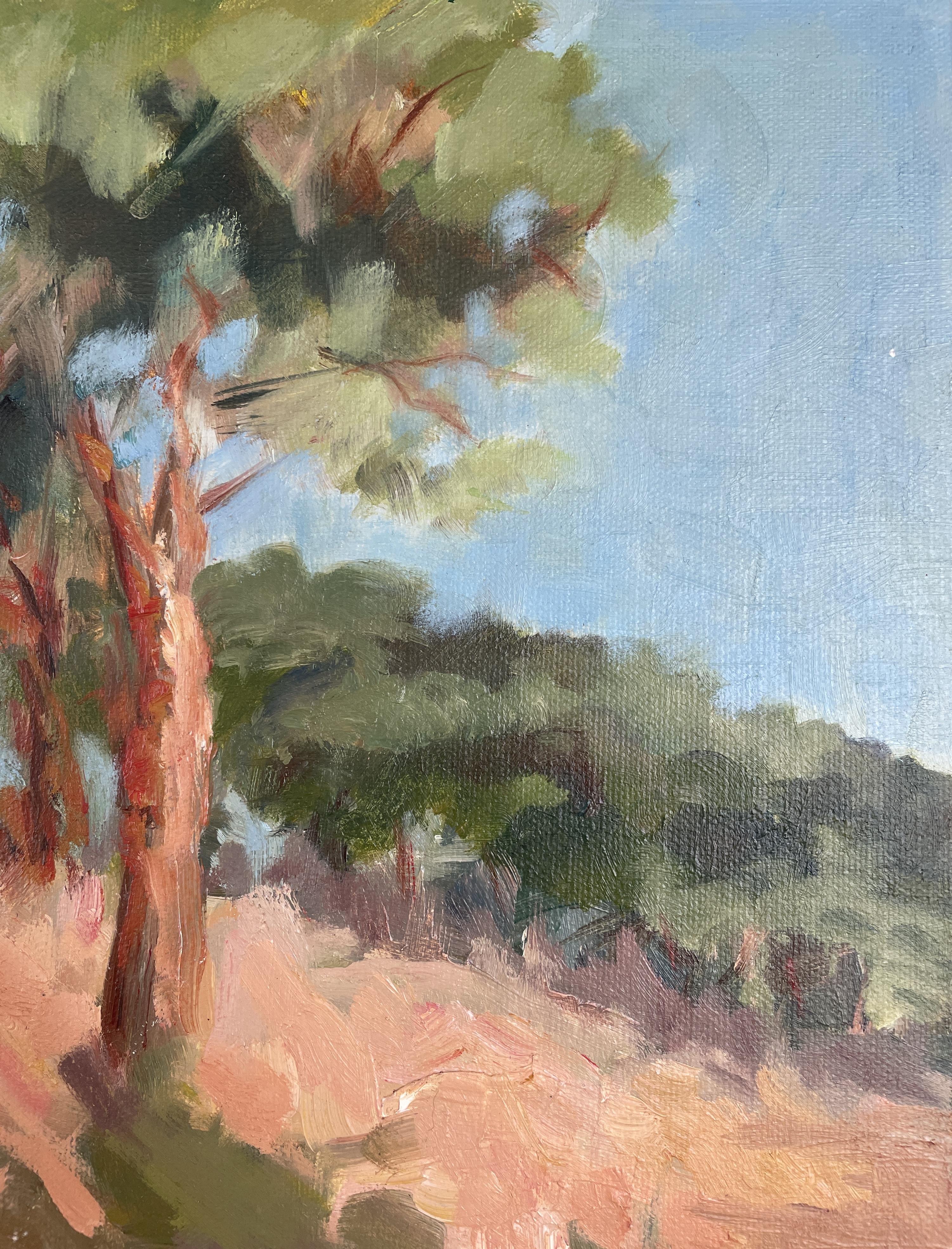 Pinienbäume in Algrave, horizontal, Landschaft, Öl, realistisch (Grau), Landscape Painting, von Irina Forrester