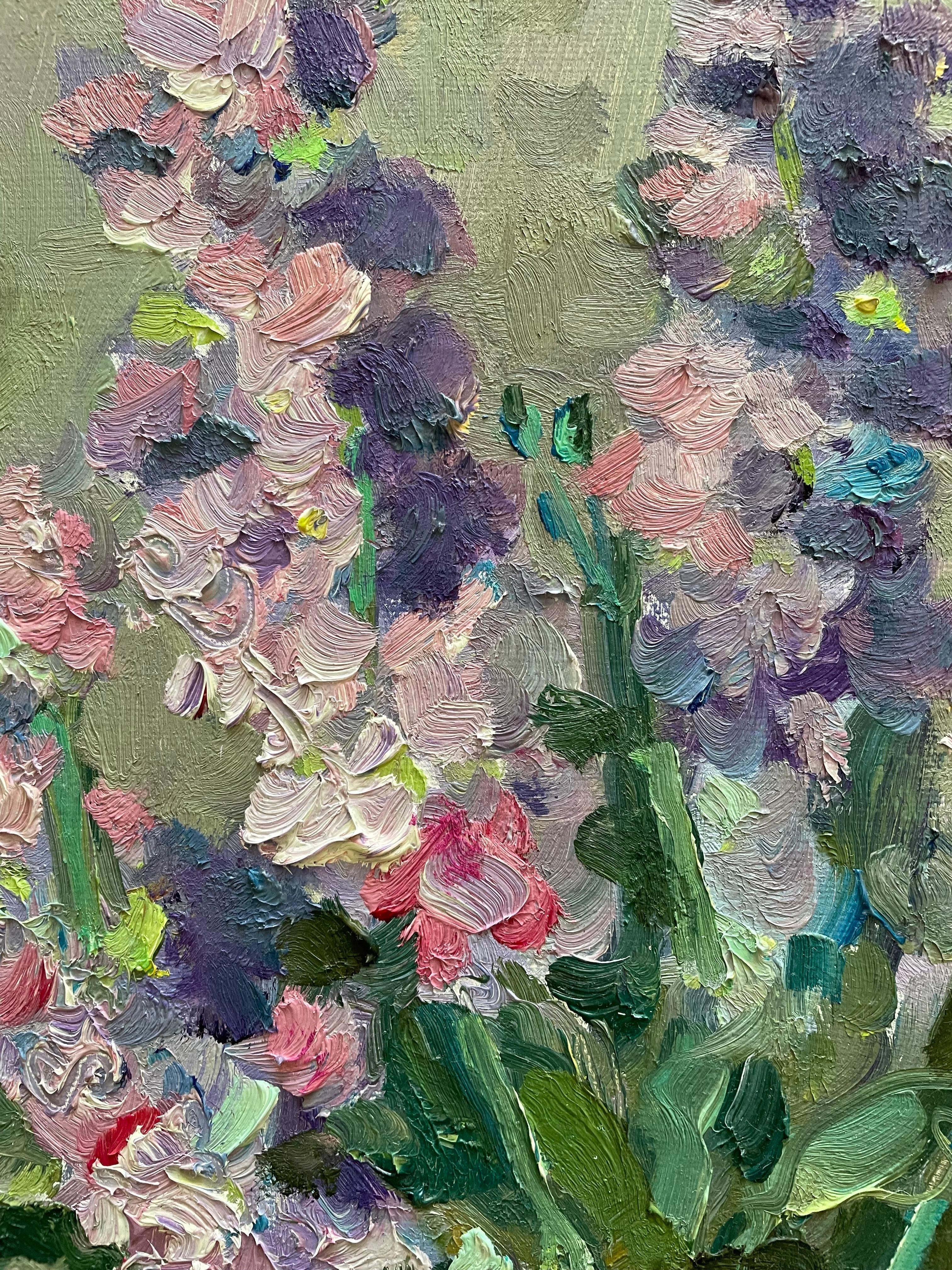 Stocks, flowers, pink, purple, vertical For Sale 2