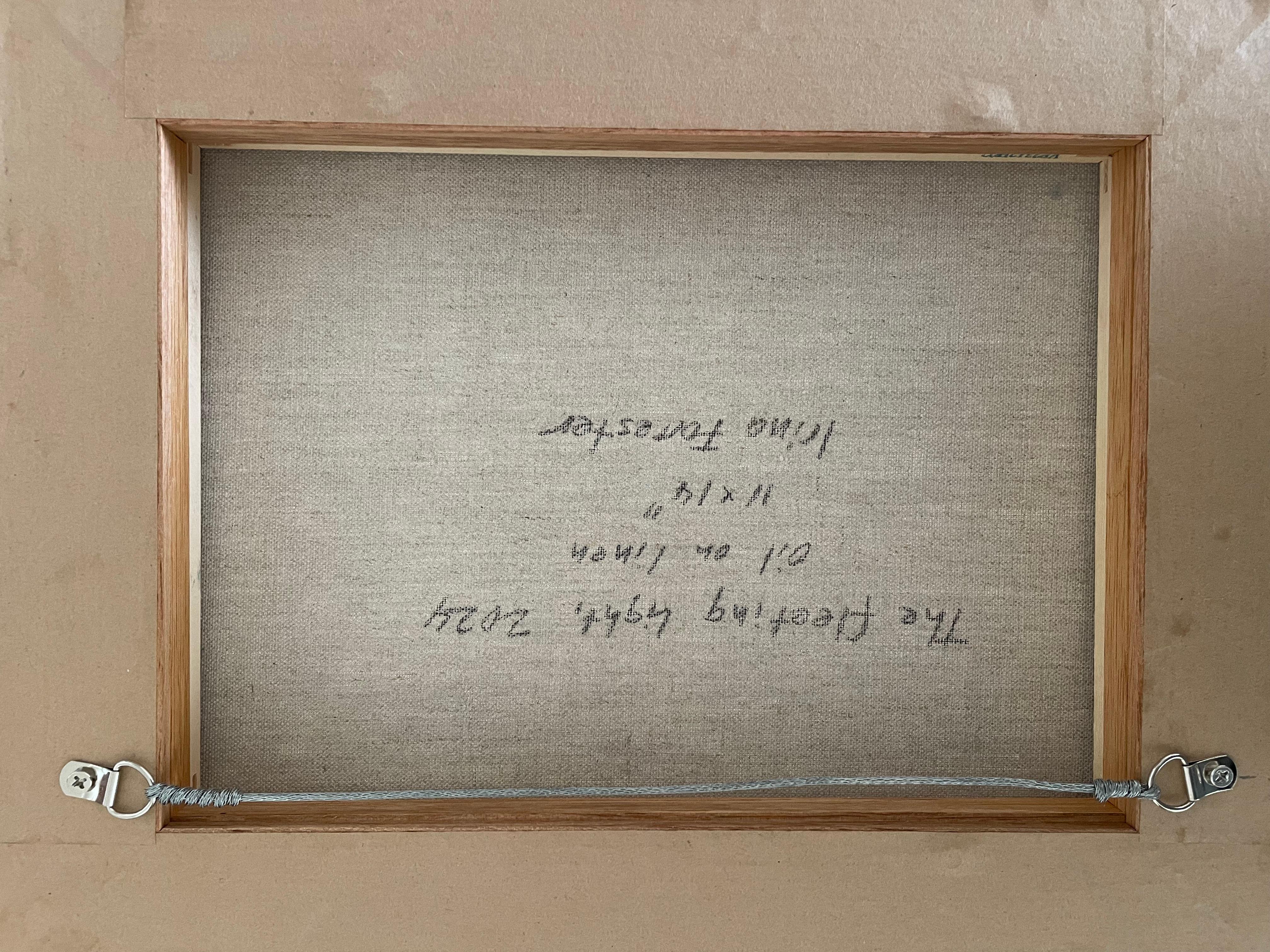 „Das flüchtige Licht“, Meer, Blau, Beige, horizontal, Meer, abstrakte Landschaft – Painting von Irina Forrester