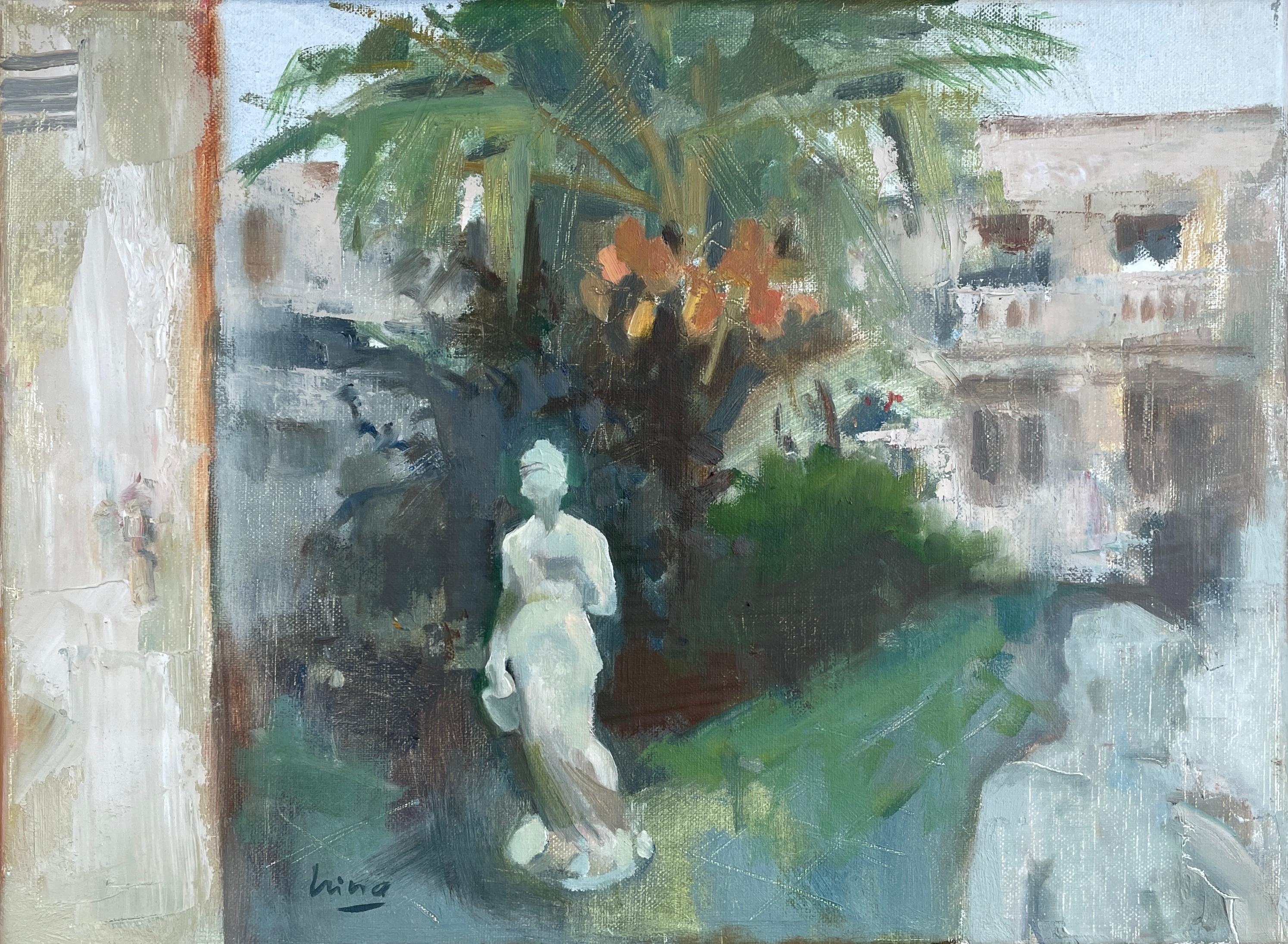Irina Forrester Landscape Painting - "Upper Barracks, Pearl's Hill", horizontal, landscape, cityscape, Singapore