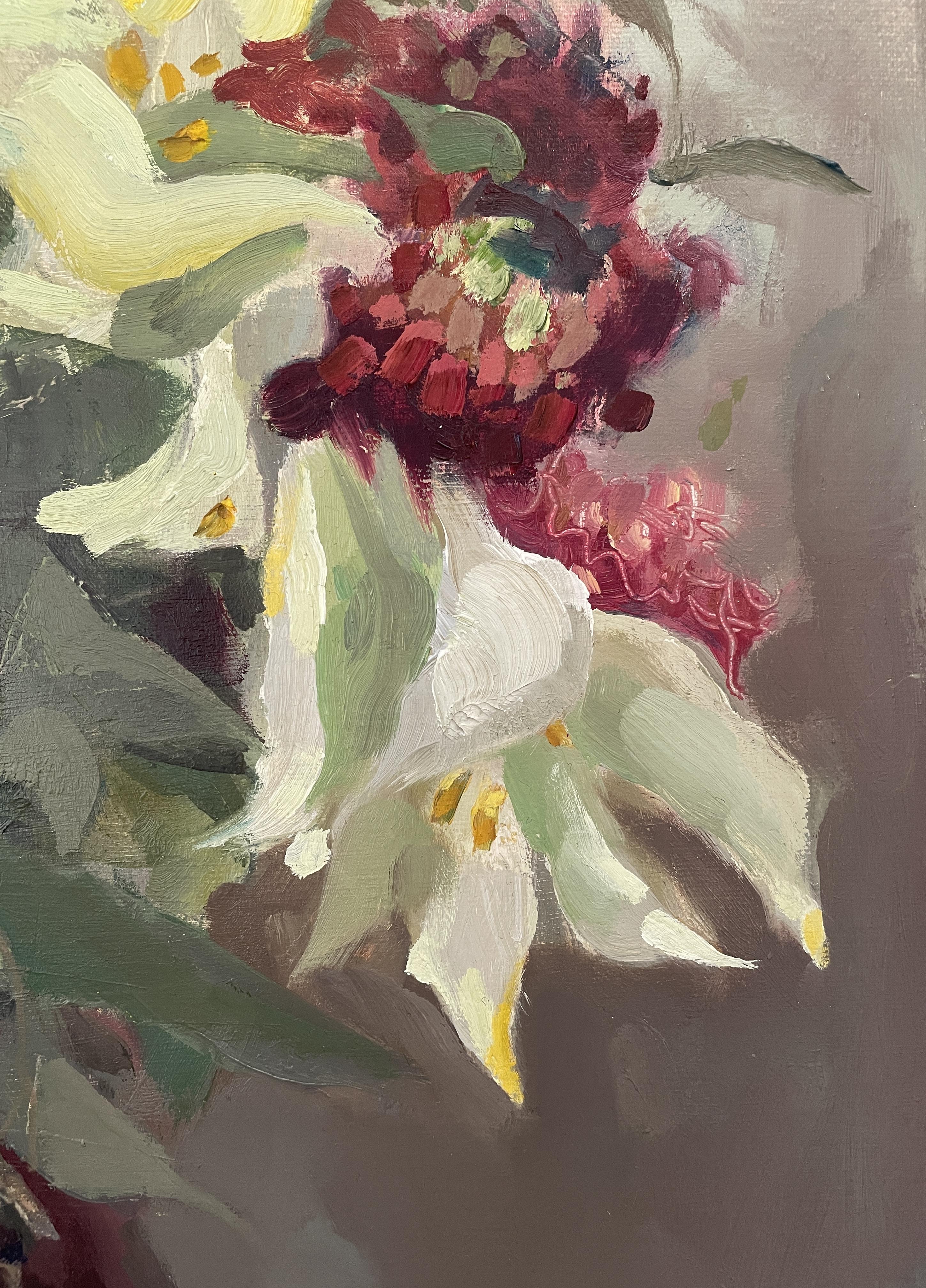 Winterstrauß, Ölblumen, vertikal, stimmungsvoll, Blumen im Angebot 5