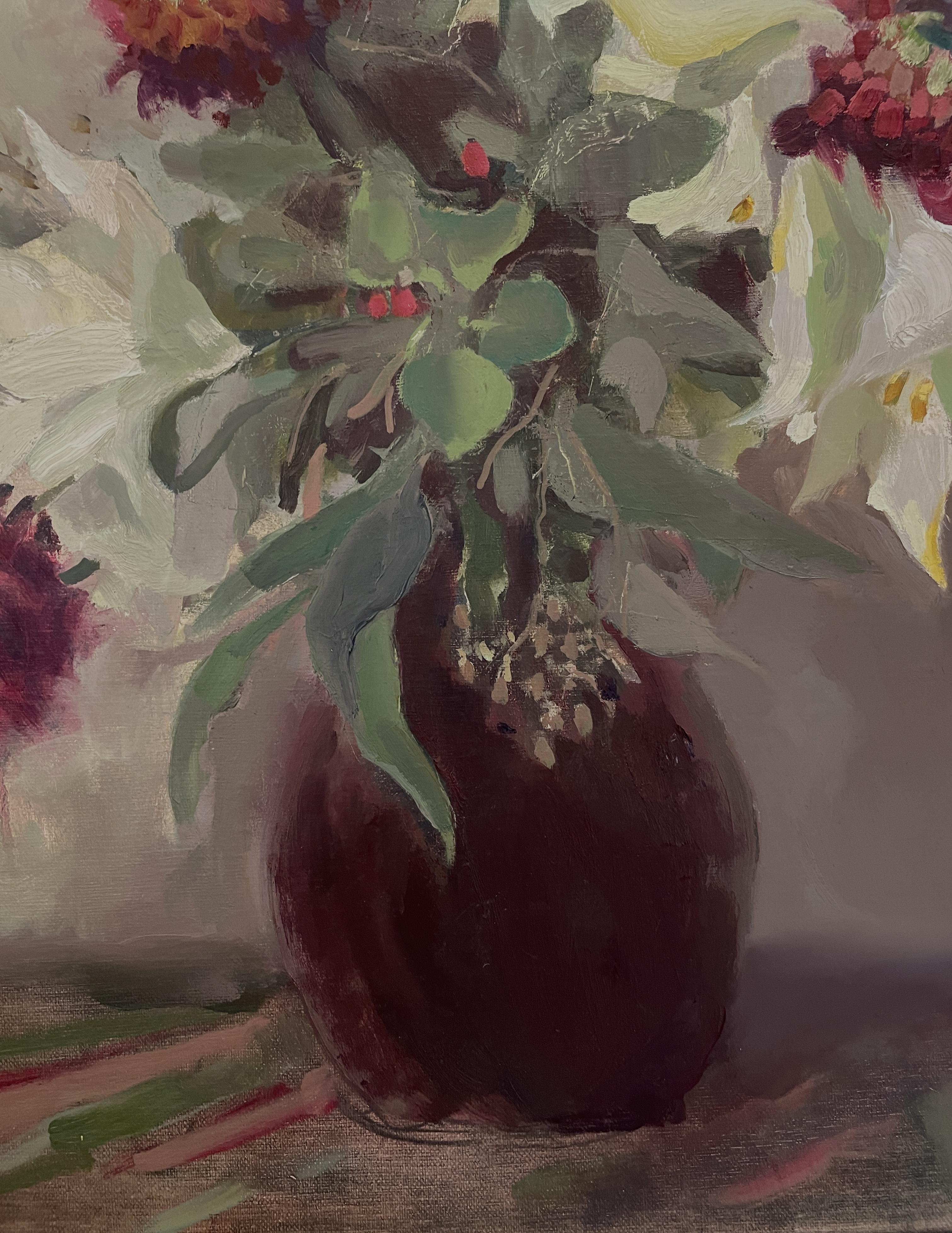 Winterstrauß, Ölblumen, vertikal, stimmungsvoll, Blumen im Angebot 2