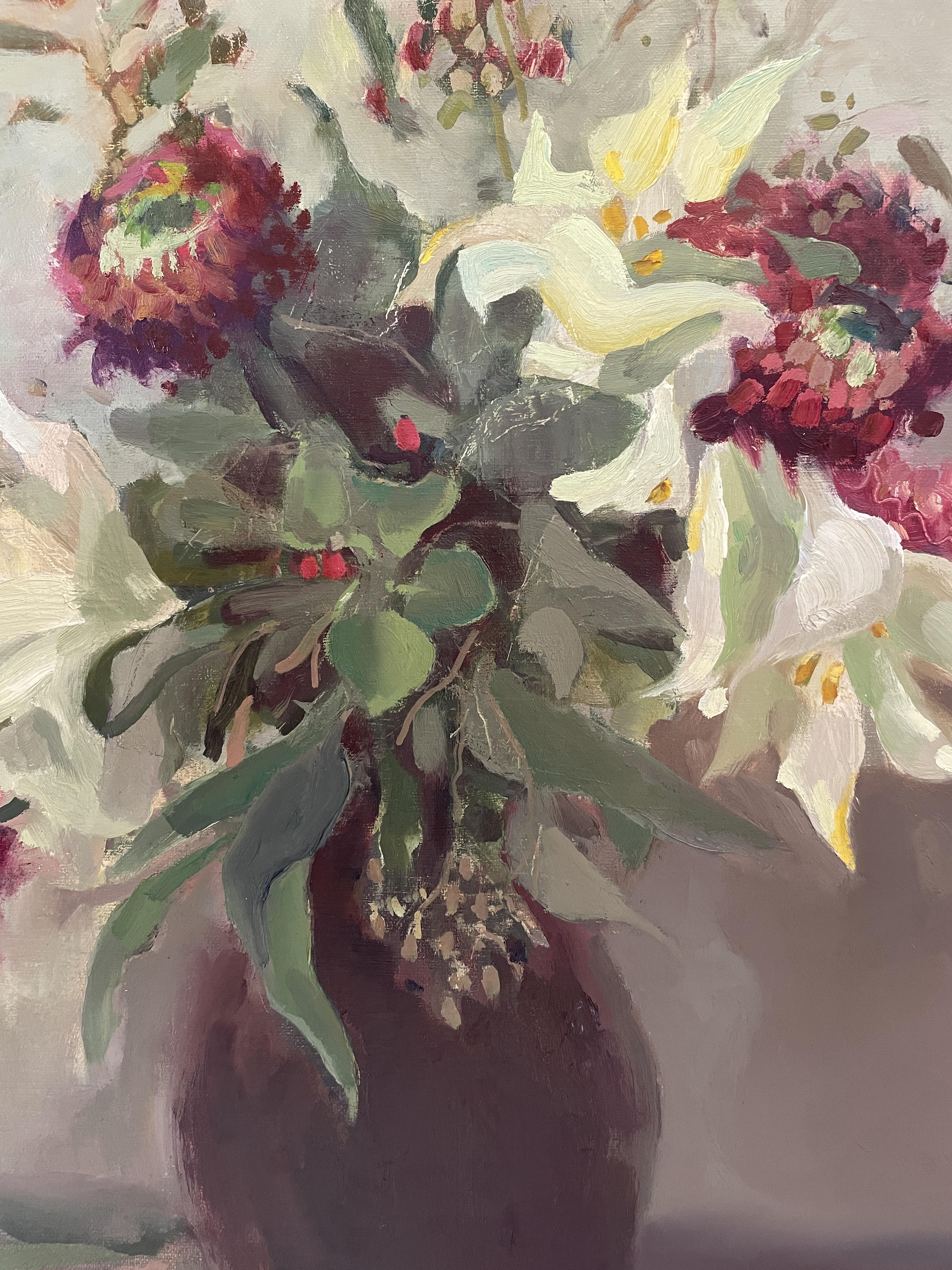 Winterstrauß, Ölblumen, vertikal, stimmungsvoll, Blumen im Angebot 3