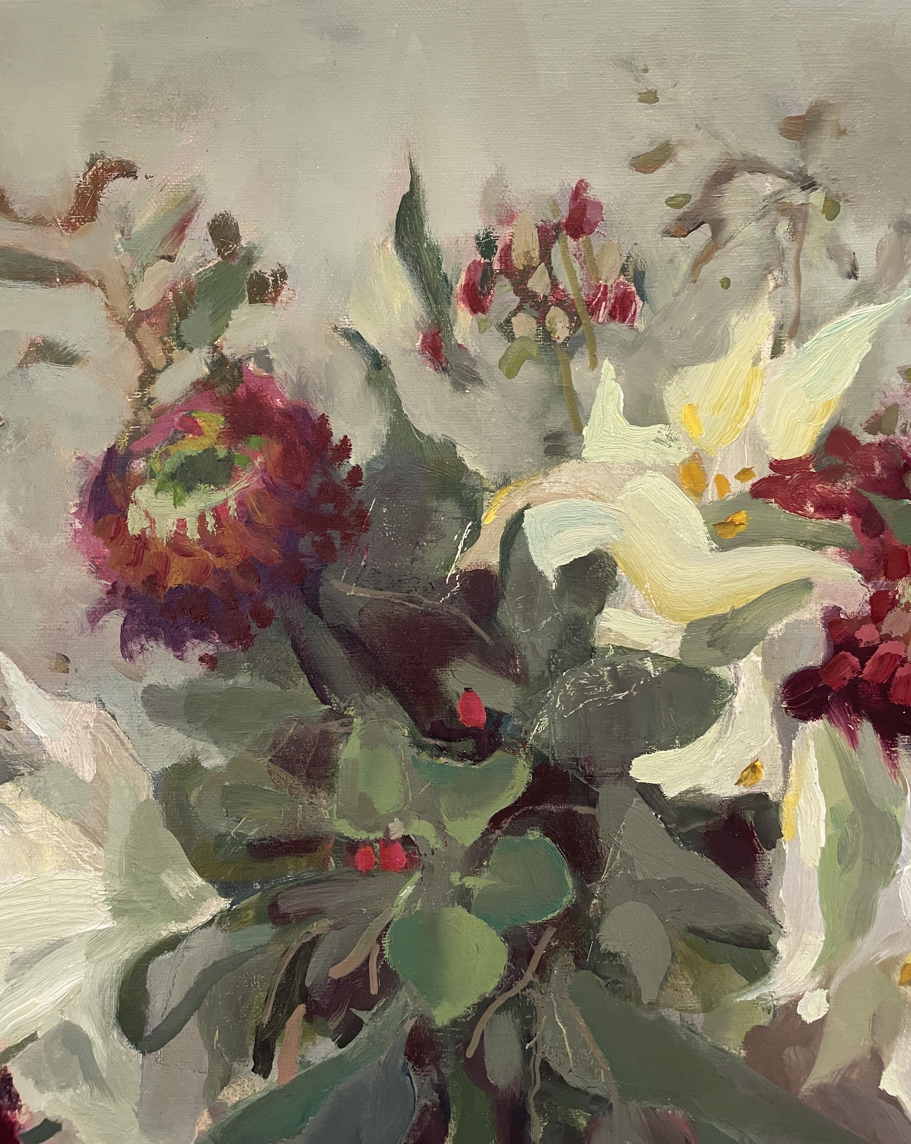 Winterstrauß, Ölblumen, vertikal, stimmungsvoll, Blumen im Angebot 4