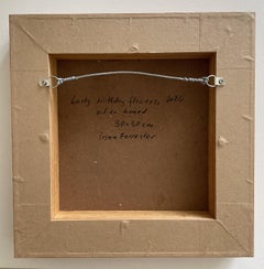 "Fiori di primo compleanno", quadrato, giallo, viola, arte floreale, floreale astratto