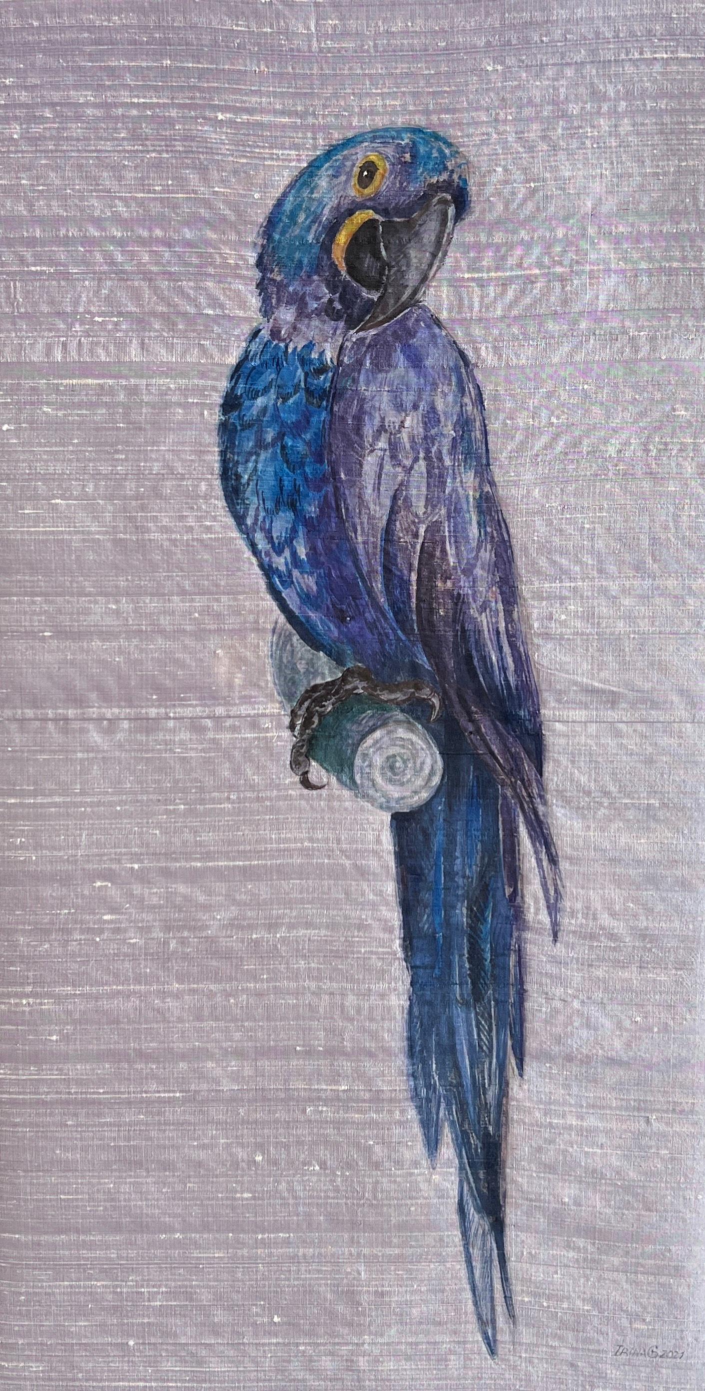 Irina Grammatina Animal Painting - Hyacinth Macaw Parrot