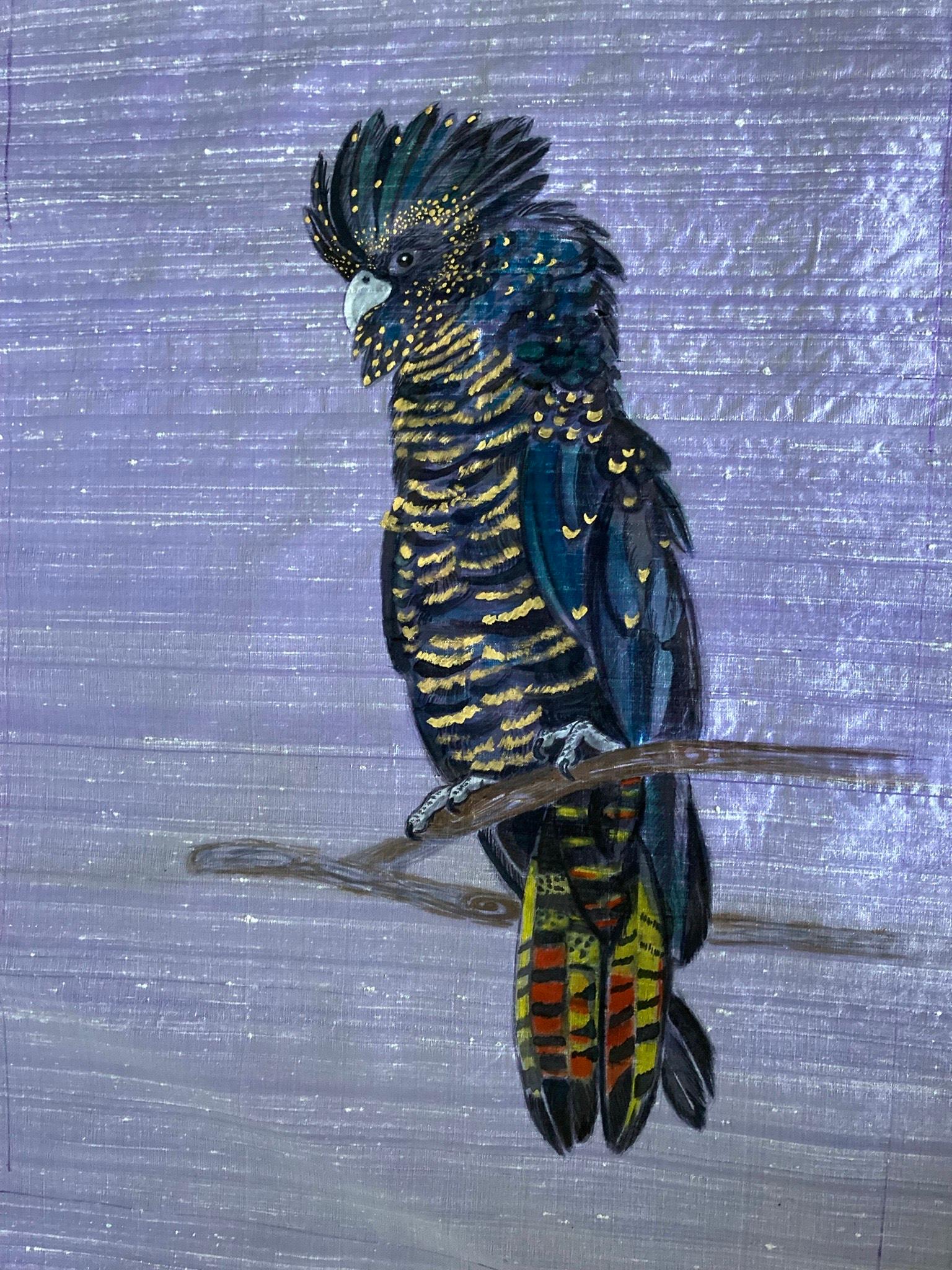 Red Tail Black Cockatoo  - Mixed Media Art by Irina Grammatina