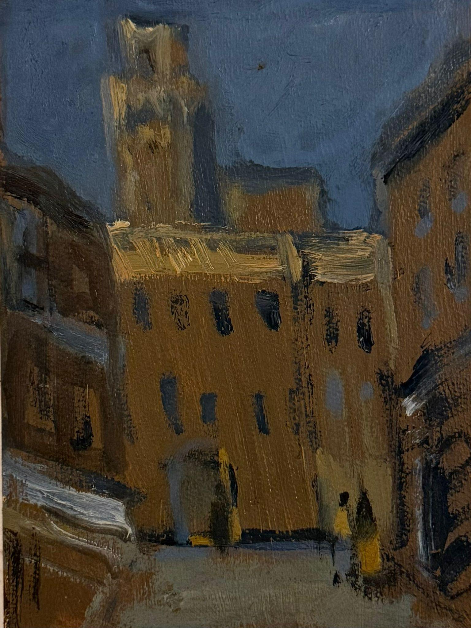 1960
s British Modernist Oil Painting European City Town View Ancient Buildings